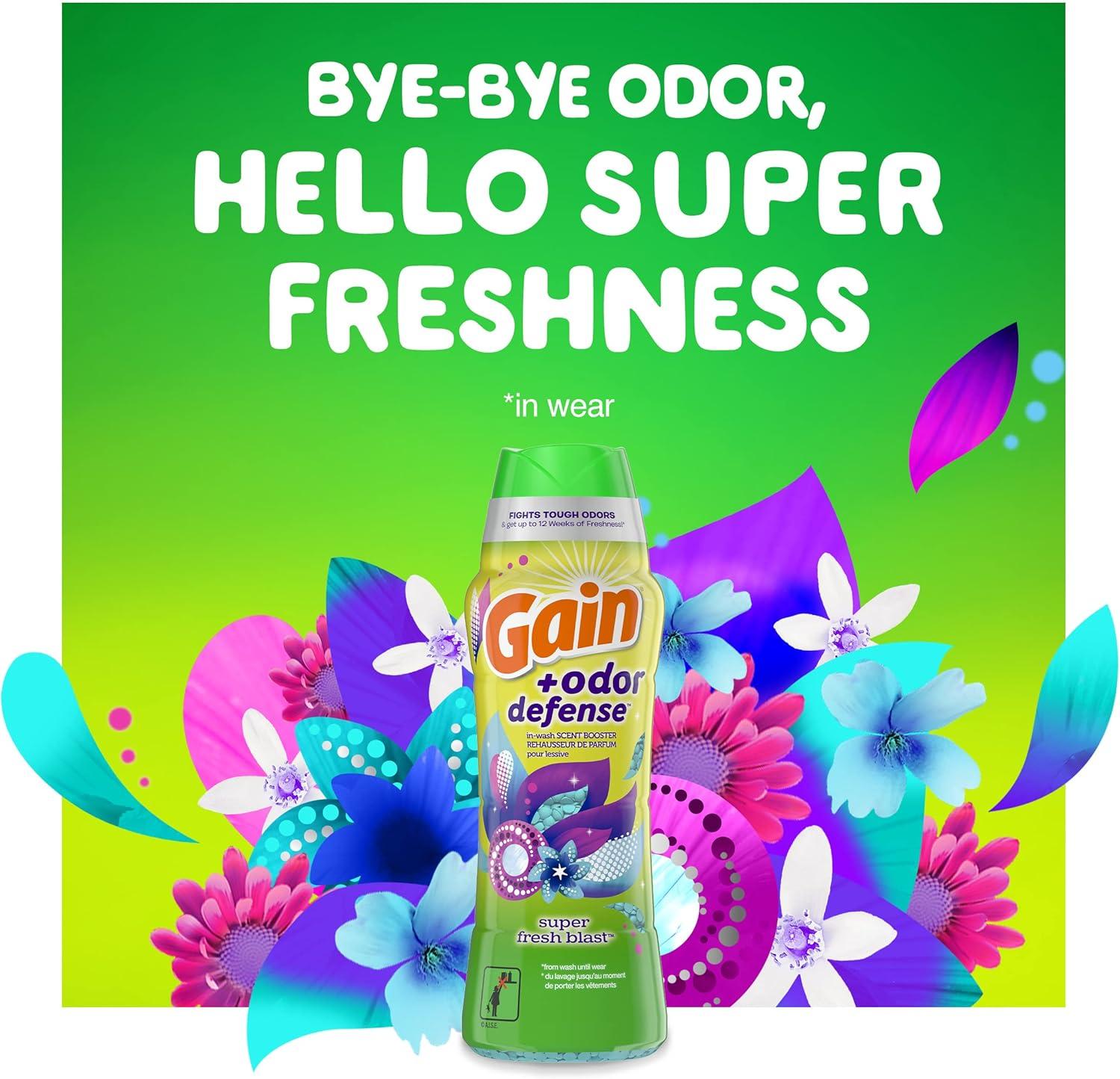 imageGain Odor Defense InWash Scent Booster Super Fresh Blast Scent 182 oz HE CompatibleSuper Fresh Blast