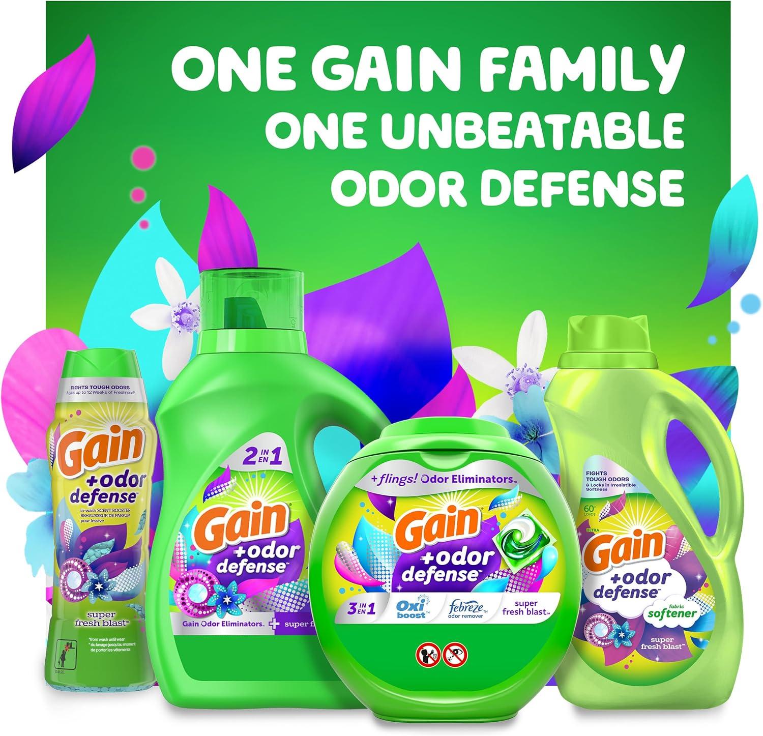 imageGain Odor Defense InWash Scent Booster Super Fresh Blast Scent 182 oz HE CompatibleSuper Fresh Blast