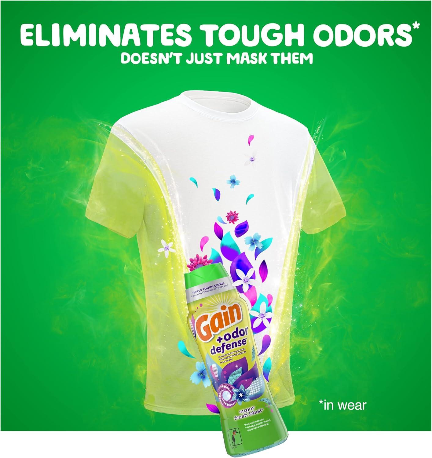 imageGain Odor Defense InWash Scent Booster Super Fresh Blast Scent 182 oz HE CompatibleSuper Fresh Blast