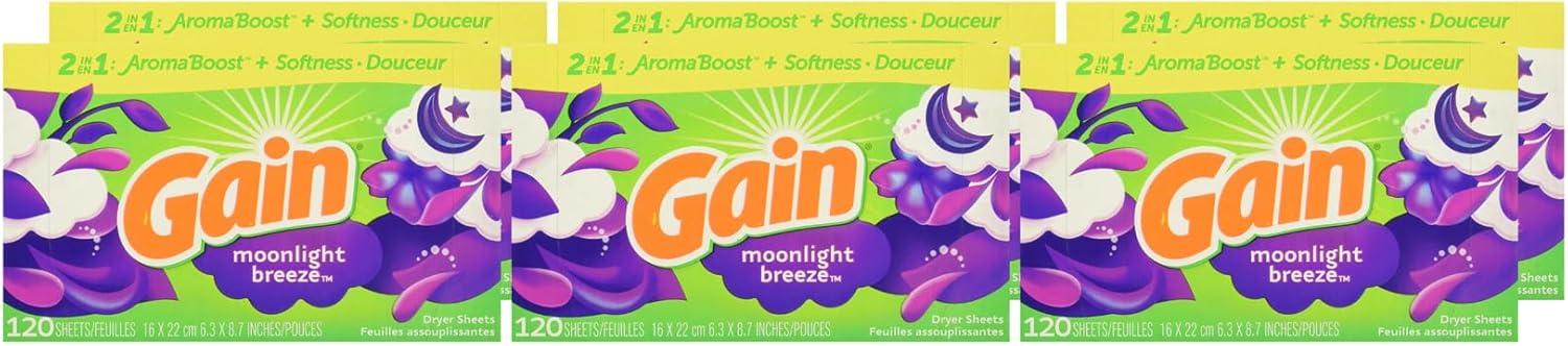 imageGain Dryer Sheets Moonlight Breeze 120 Count Pack of 6