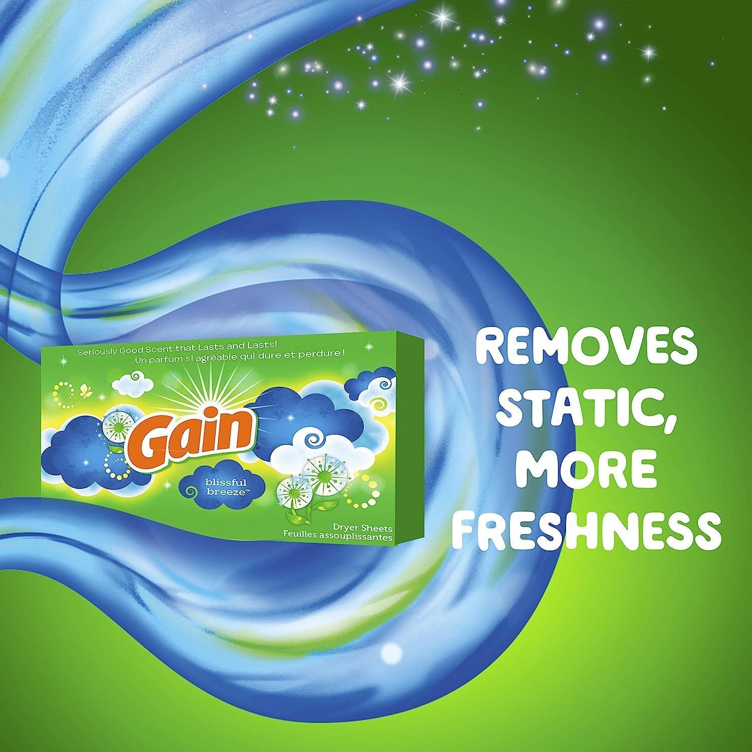 imageGain Fabric Softener Dryer Sheets Original 120 CountBlissful Breeze
