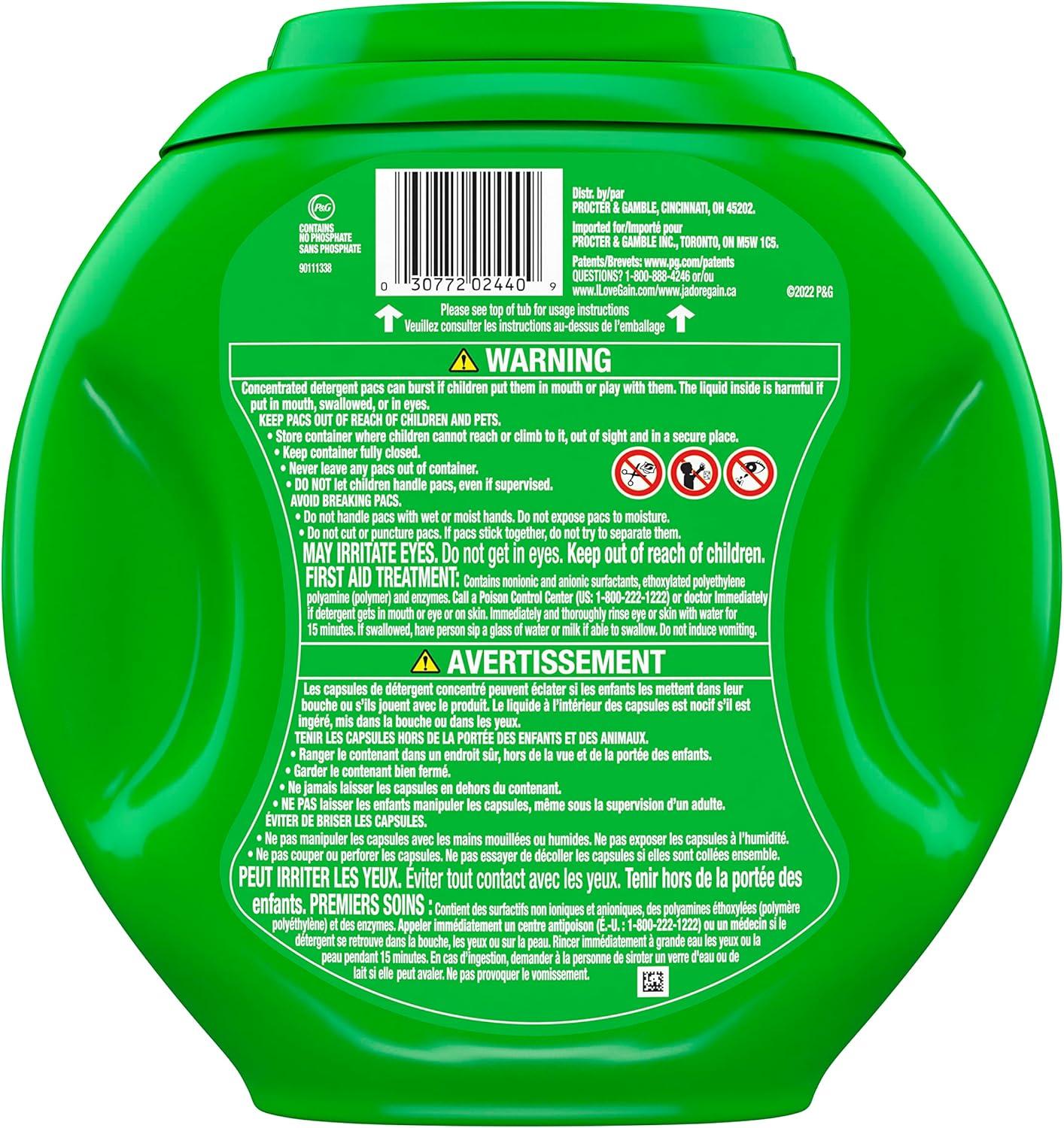 imageGain Flings Laundry Detergent Pacs with Odor Defense 76 Count Super Fresh Blast Scent HE 3in1 Detergent Pacs with Febreze and OxiSuper Fresh Blast