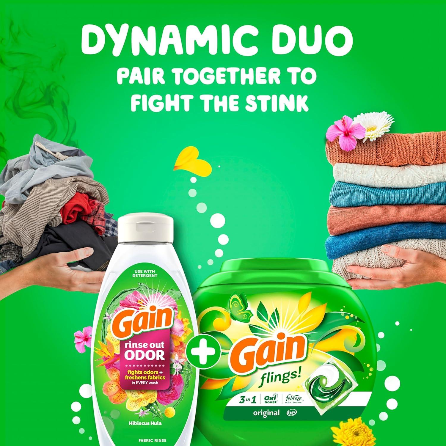 imageGain Flings Liquid Washing Detergent Pacs Now with Odor Defense Color Guard Original Scent 4In1 Liquid Laundry Detergent Pods Clean amp Fresh 76 Count Packaging May VaryOriginal