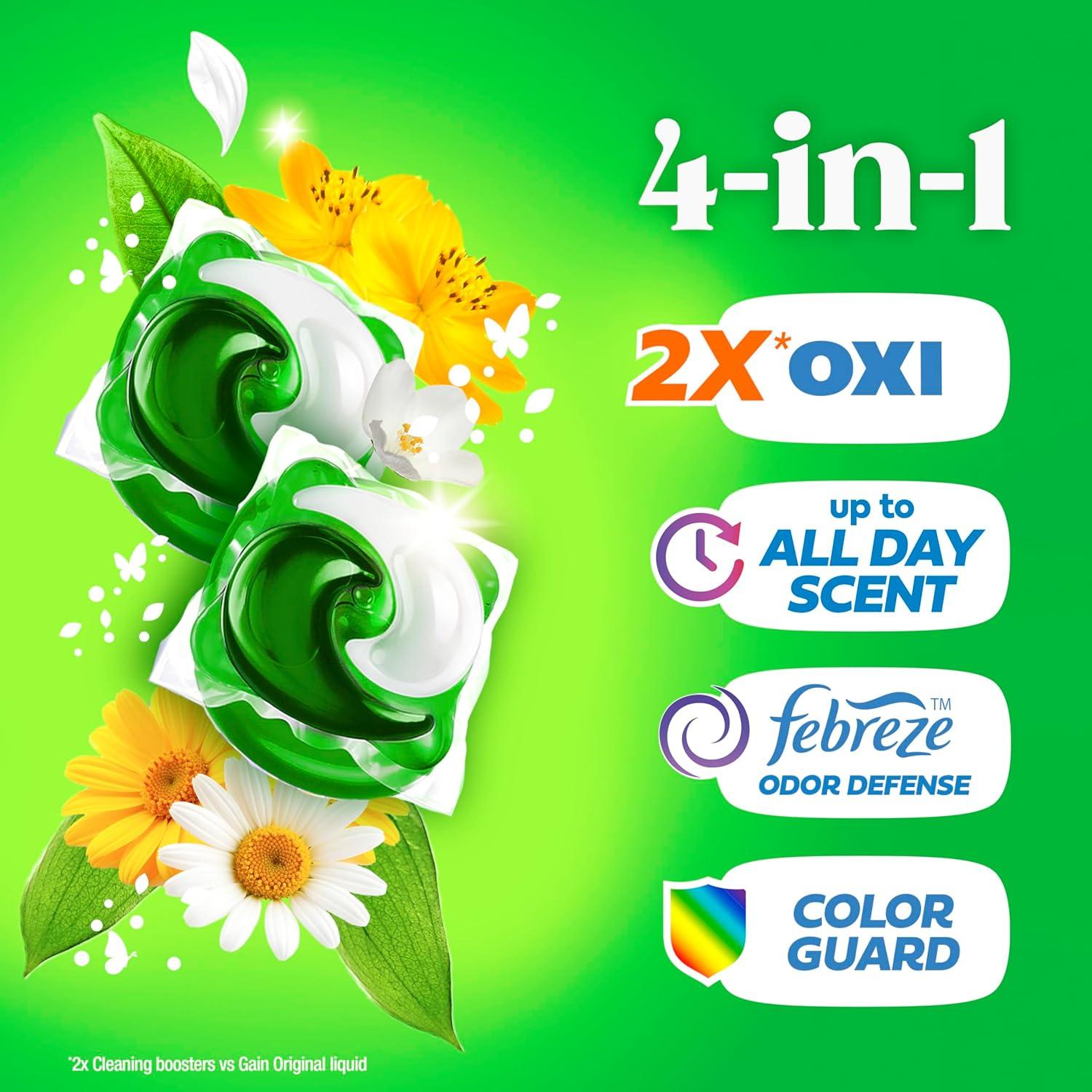 imageGain Flings Liquid Washing Detergent Pacs Now with Odor Defense Color Guard Original Scent 4In1 Liquid Laundry Detergent Pods Clean amp Fresh 76 Count Packaging May VaryOriginal