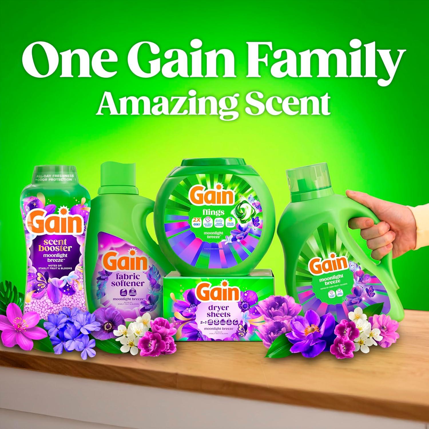 imageGain Flings Liquid Washing Detergent Pods with Odor Defense Color Guard Moonlight Breeze Scent 4in1 Liquid Laundry Detergent Pacs Clean amp Fresh 42 Count Packaging May VaryMoonlight Breeze