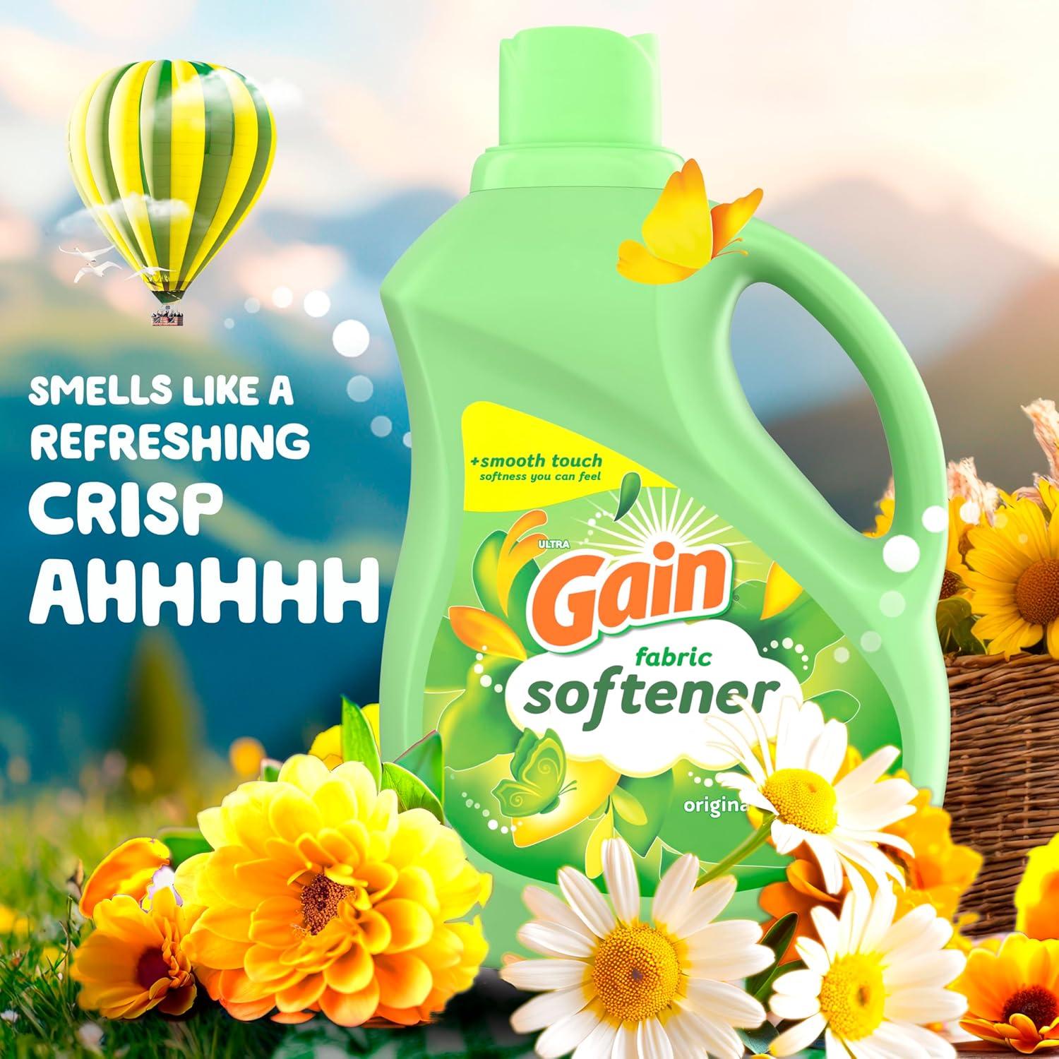 imageGain Liquid Fabric Softener Original Scent 140 FL OZ 190 Loads Liquid Fabric Softener For Soft Fresh LaundryOriginal