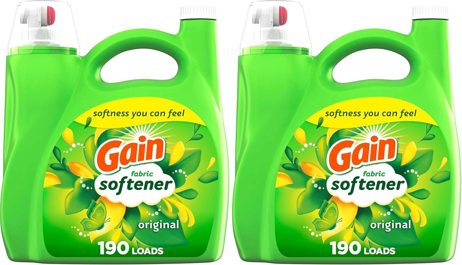 imageGain Liquid Fabric Softener Original Scent 140 FL OZ 190 Loads Liquid Fabric Softener For Soft Fresh LaundryOriginal