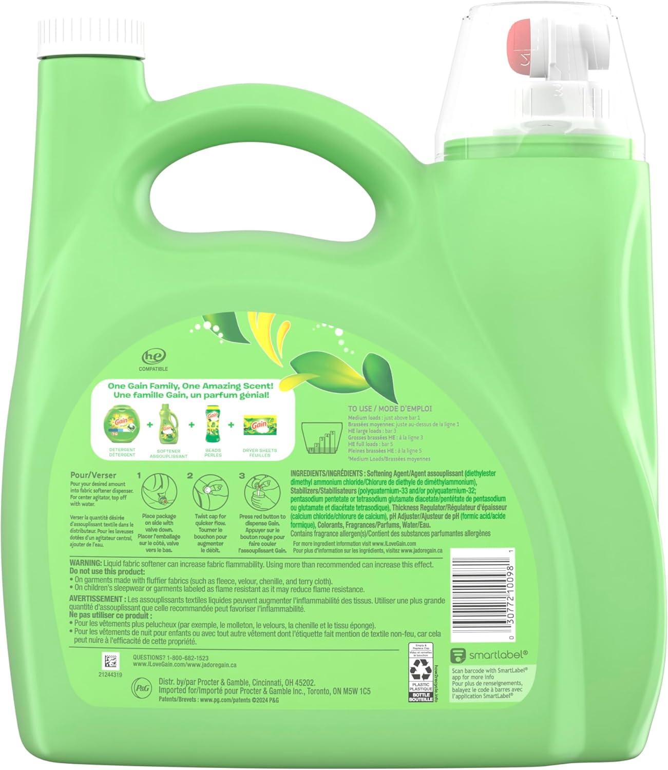 imageGain Liquid Fabric Softener Original Scent 140 FL OZ 190 Loads Liquid Fabric Softener For Soft Fresh LaundryOriginal