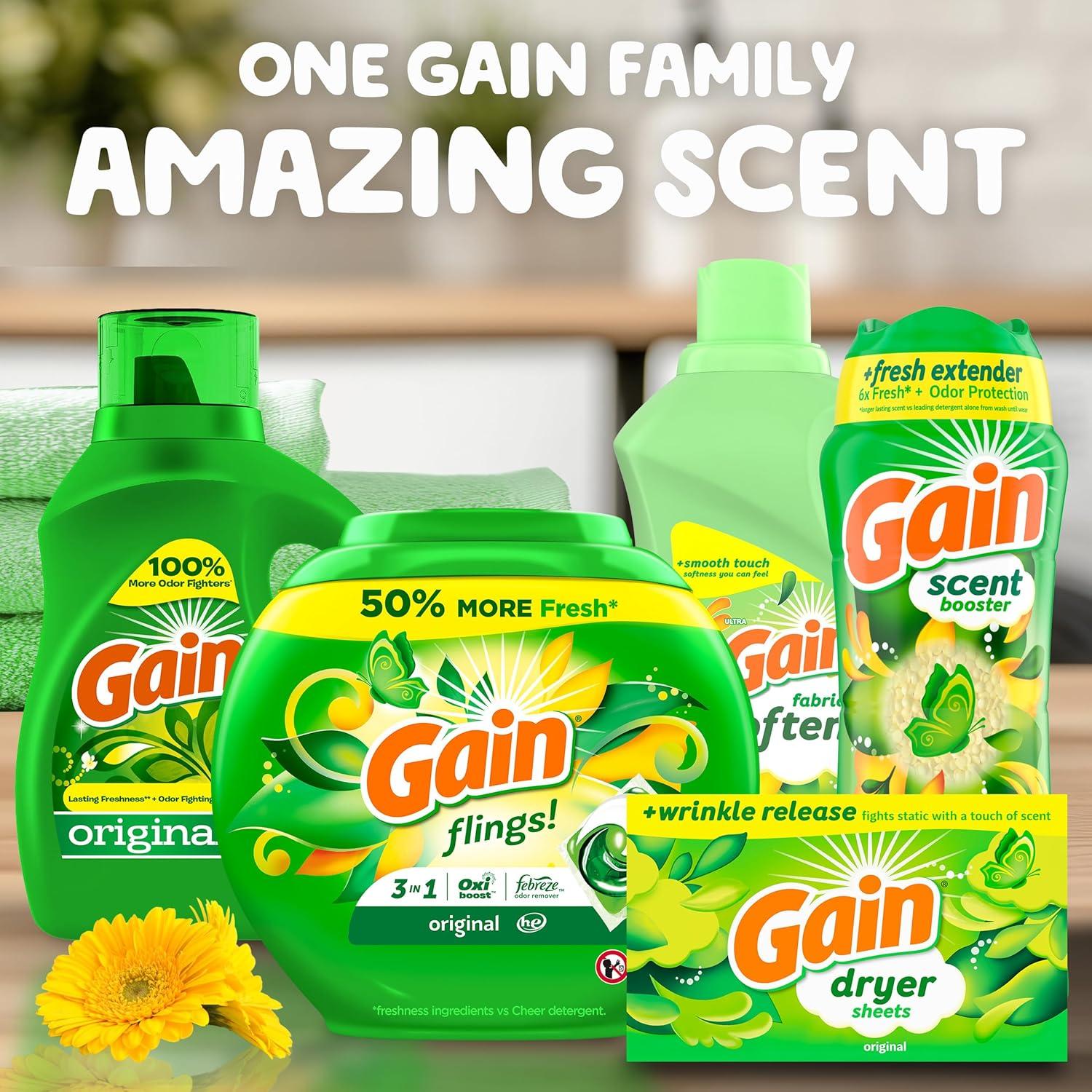 imageGain Liquid Fabric Softener Original Scent 140 FL OZ 190 Loads Liquid Fabric Softener For Soft Fresh LaundryOriginal