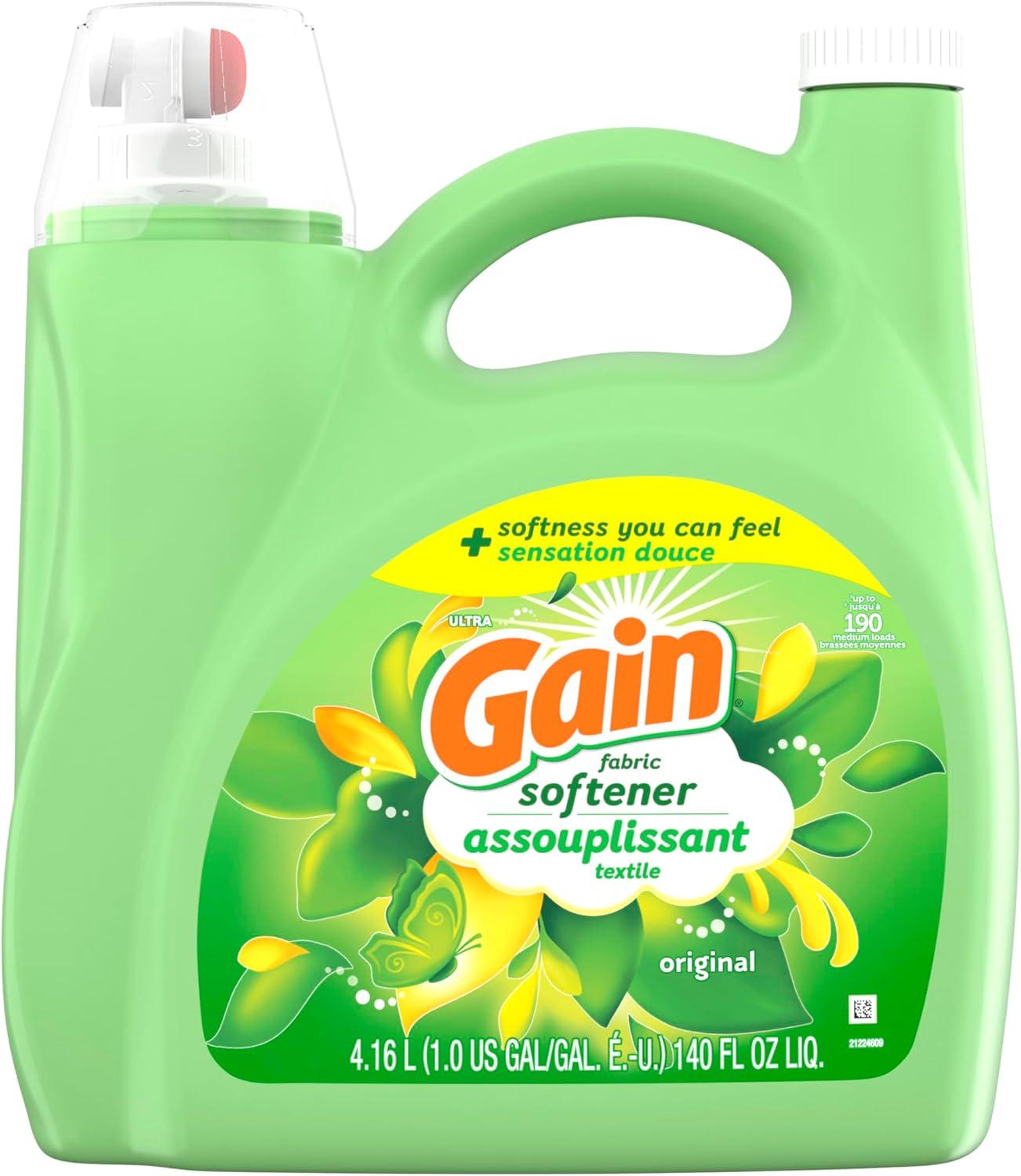 imageGain Liquid Fabric Softener Original Scent 140 FL OZ 190 Loads Liquid Fabric Softener For Soft Fresh LaundryOriginal
