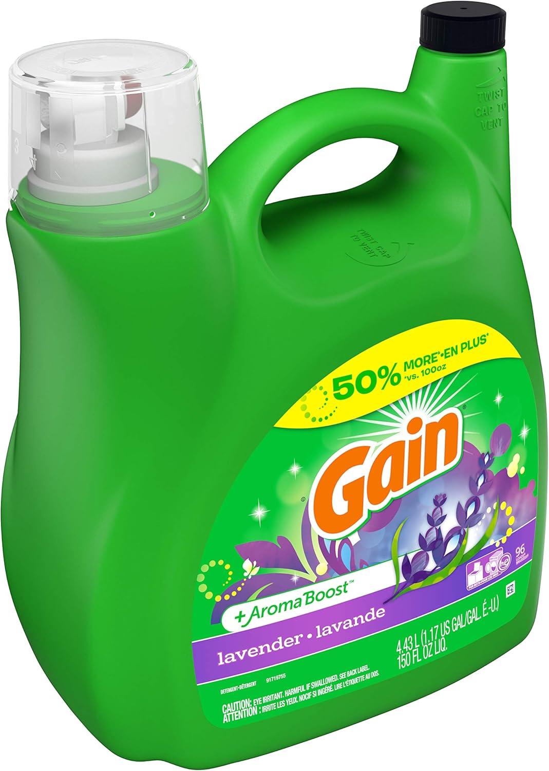 imageGain Liquid Laundry Detergent Lavender Scent 154 fl oz 107 loads HE compatible Laundry Detergent Liquid Soap150 Fl Oz Pack of 1