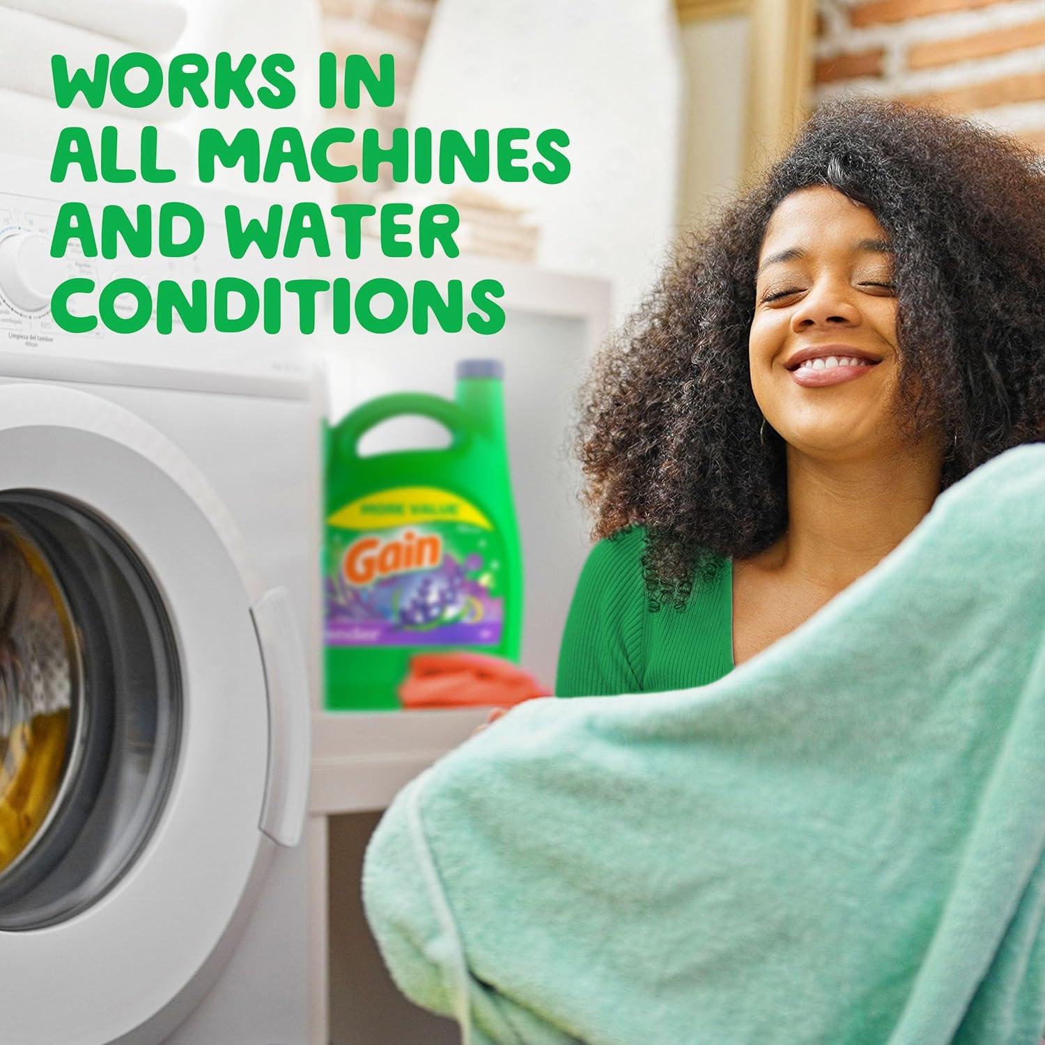 imageGain Liquid Laundry Detergent Lavender Scent 154 fl oz 107 loads HE compatible Laundry Detergent Liquid Soap154 Fl Oz Pack of 1
