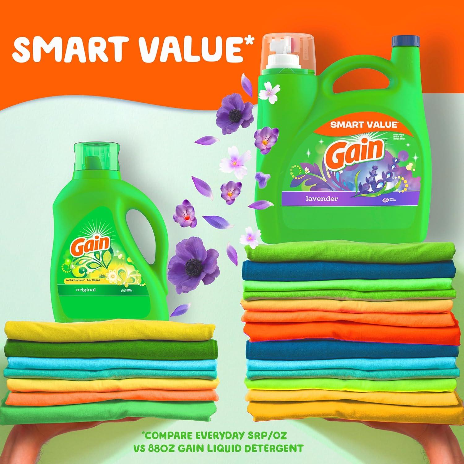 imageGain Liquid Laundry Detergent Lavender Scent 154 fl oz 107 loads HE compatible Laundry Detergent Liquid Soap154 Fl Oz Pack of 1