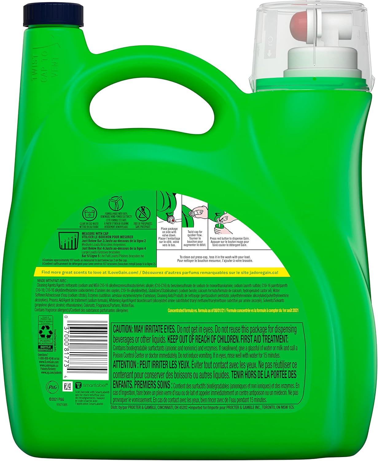 imageGain Liquid Laundry Detergent Lavender Scent 154 fl oz 107 loads HE compatible Laundry Detergent Liquid Soap154 Fl Oz Pack of 2