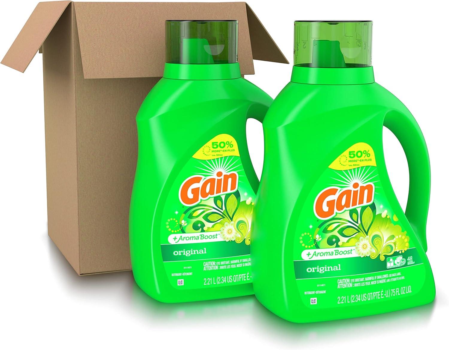 imageGain Liquid Laundry Detergent Lavender Scent 154 fl oz 107 loads HE compatible Laundry Detergent Liquid Soap75 Fl Oz Pack of 2
