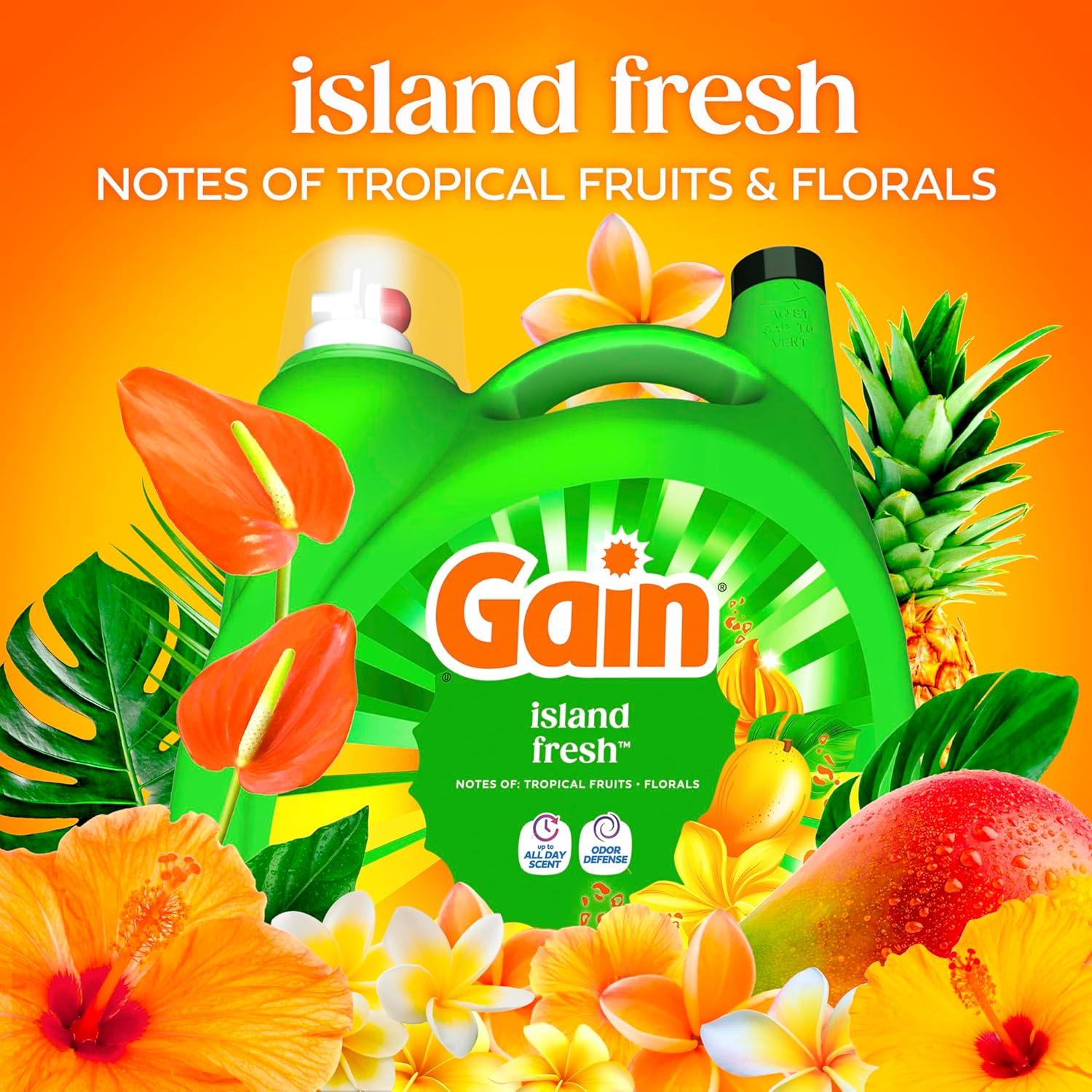 imageGain Liquid Laundry Detergent Now with Odor Defense Island Fresh Scent 132 fl oz 100 Loads Packaging May Vary