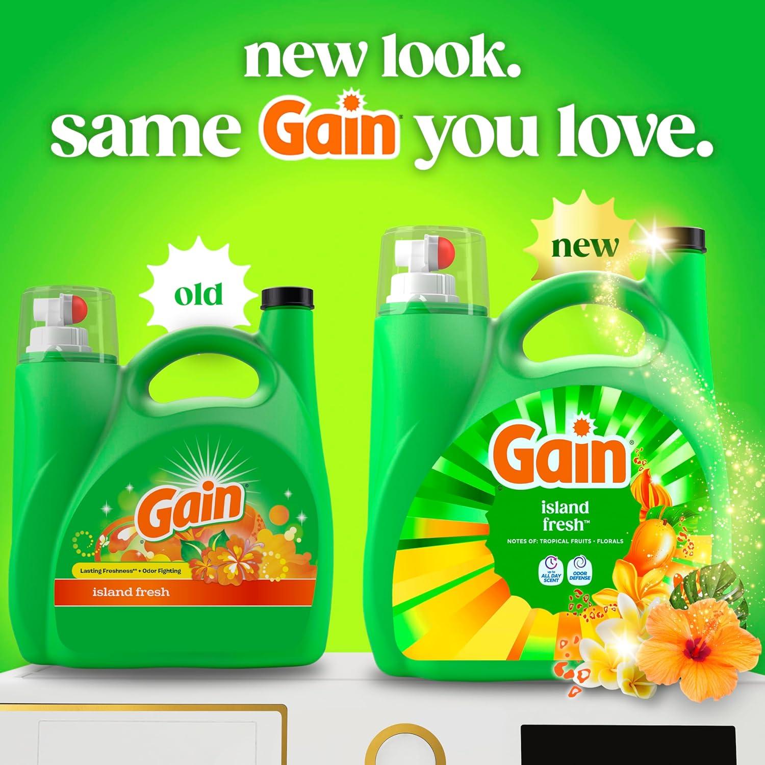 imageGain Liquid Laundry Detergent Now with Odor Defense Island Fresh Scent 132 fl oz 100 Loads Packaging May Vary