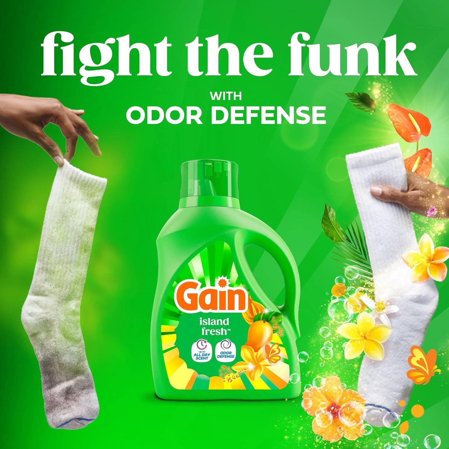 imageGain Liquid Laundry Detergent Now with Odor Defense Island Fresh Scent 132 fl oz 100 Loads Packaging May Vary