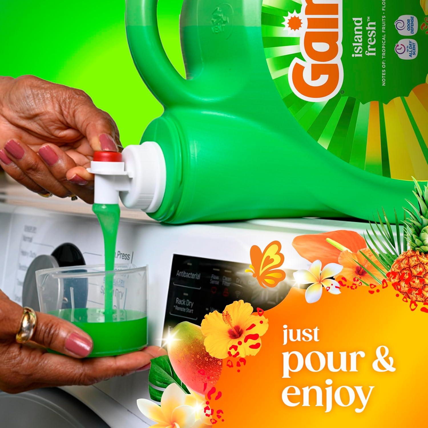 imageGain Liquid Laundry Detergent Now with Odor Defense Island Fresh Scent 132 fl oz 100 Loads Packaging May Vary