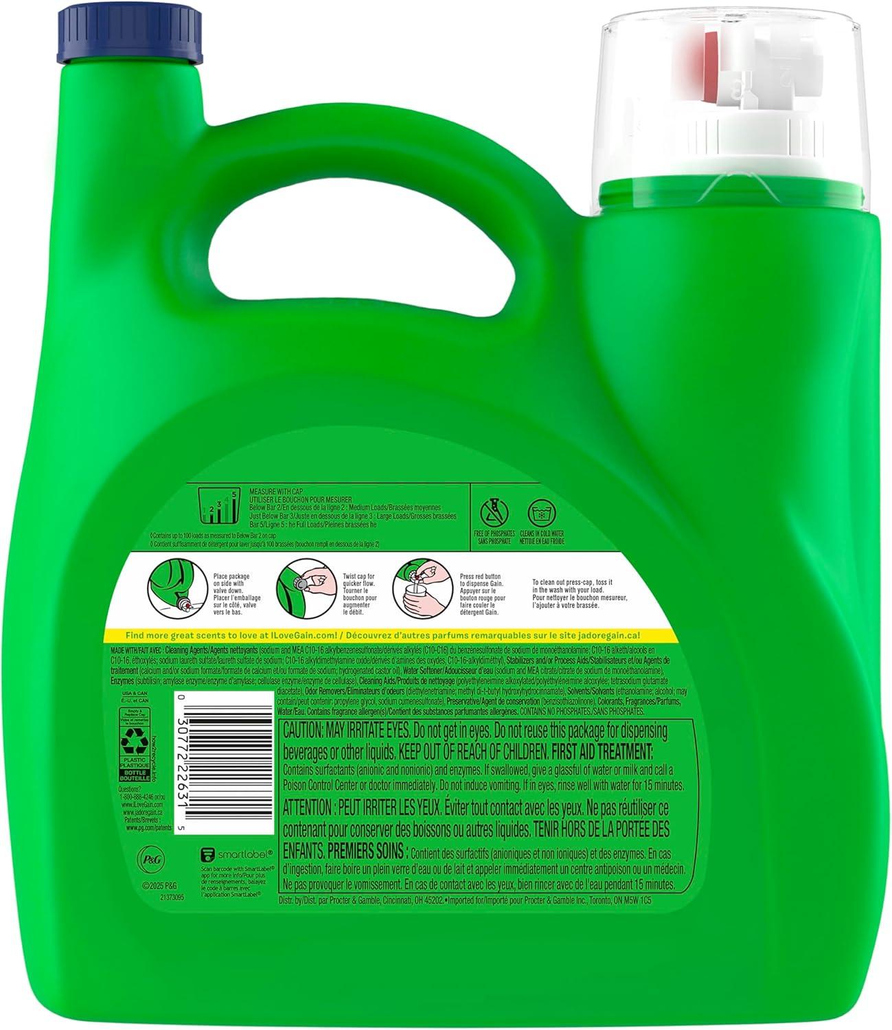imageGain Liquid Laundry Detergent Now with Odor Defense Island Fresh Scent 132 fl oz 100 Loads Packaging May Vary