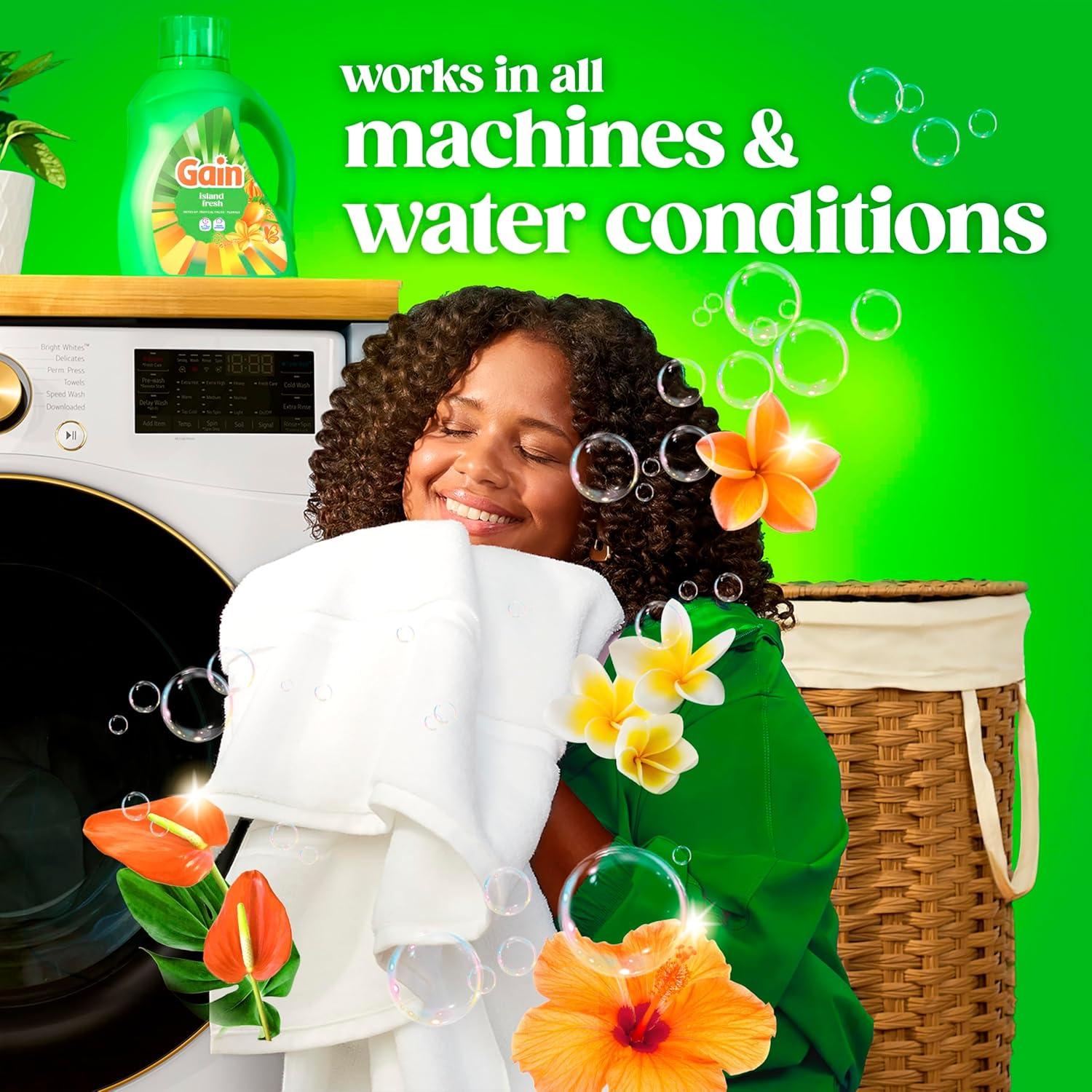 imageGain Liquid Laundry Detergent Now with Odor Defense Island Fresh Scent 132 fl oz 100 Loads Packaging May Vary