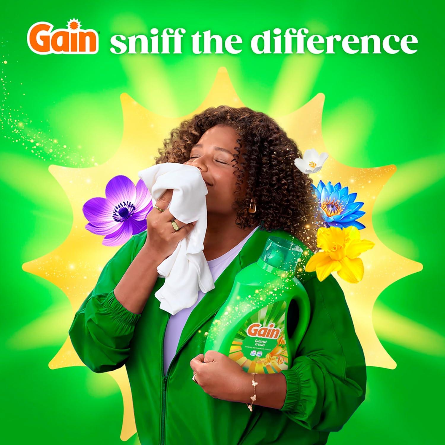 imageGain Liquid Laundry Detergent Now with Odor Defense Island Fresh Scent 132 fl oz 100 Loads Packaging May Vary