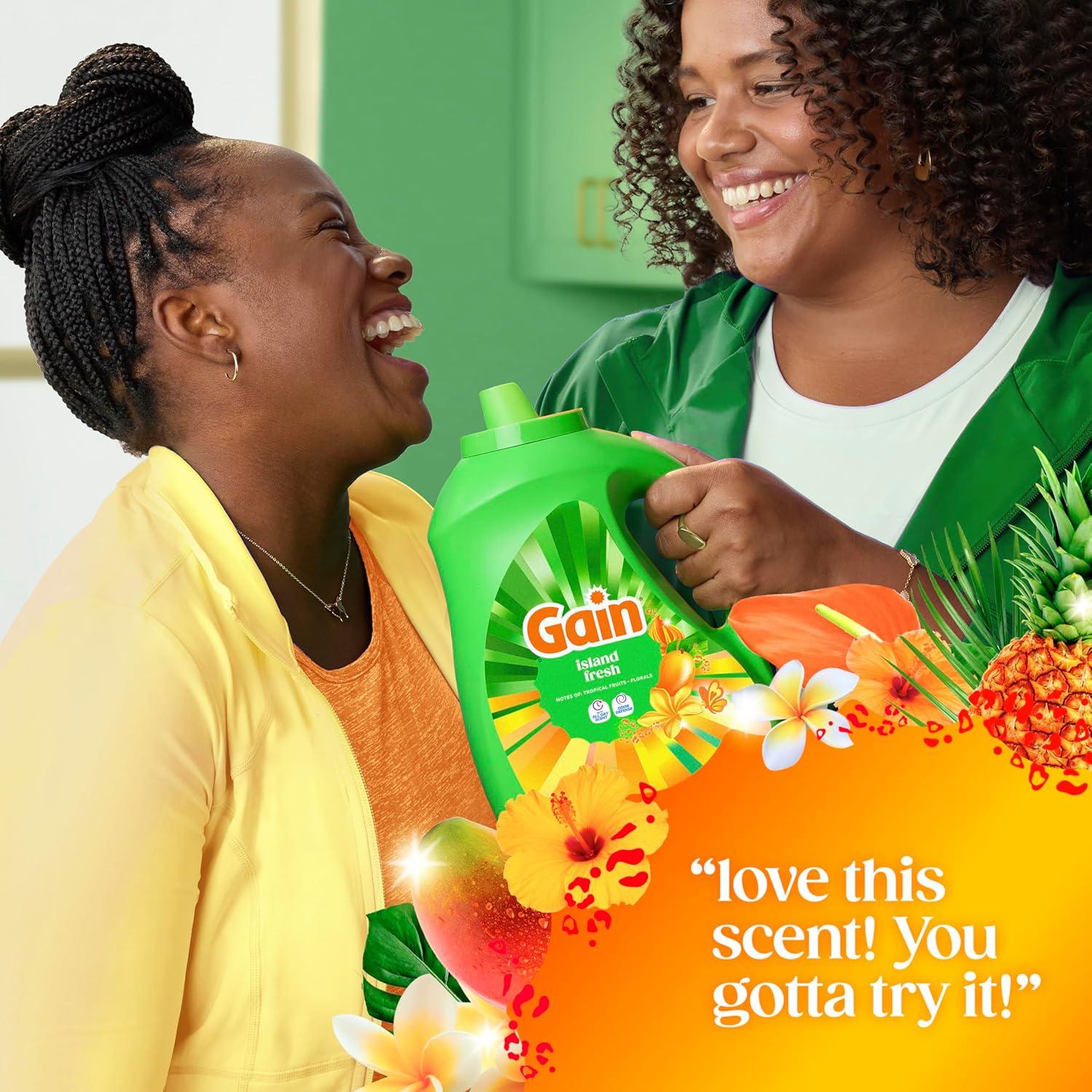 imageGain Liquid Laundry Detergent Now with Odor Defense Island Fresh Scent 132 fl oz 100 Loads Packaging May Vary