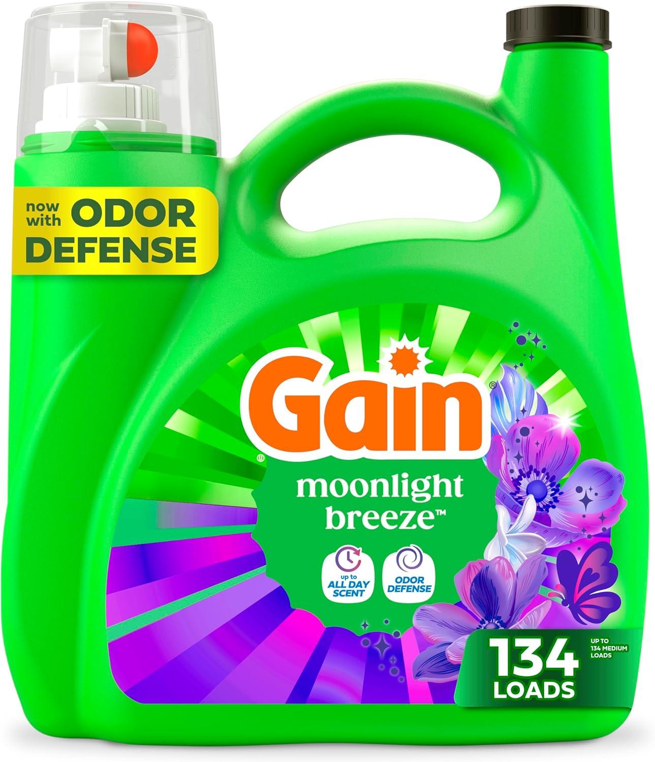 imageGain Liquid Laundry Detergent Now with Odor Defense Moonlight Breeze Scent 132 fl oz 100 Loads Packaging May VaryMoonlight Breeze
