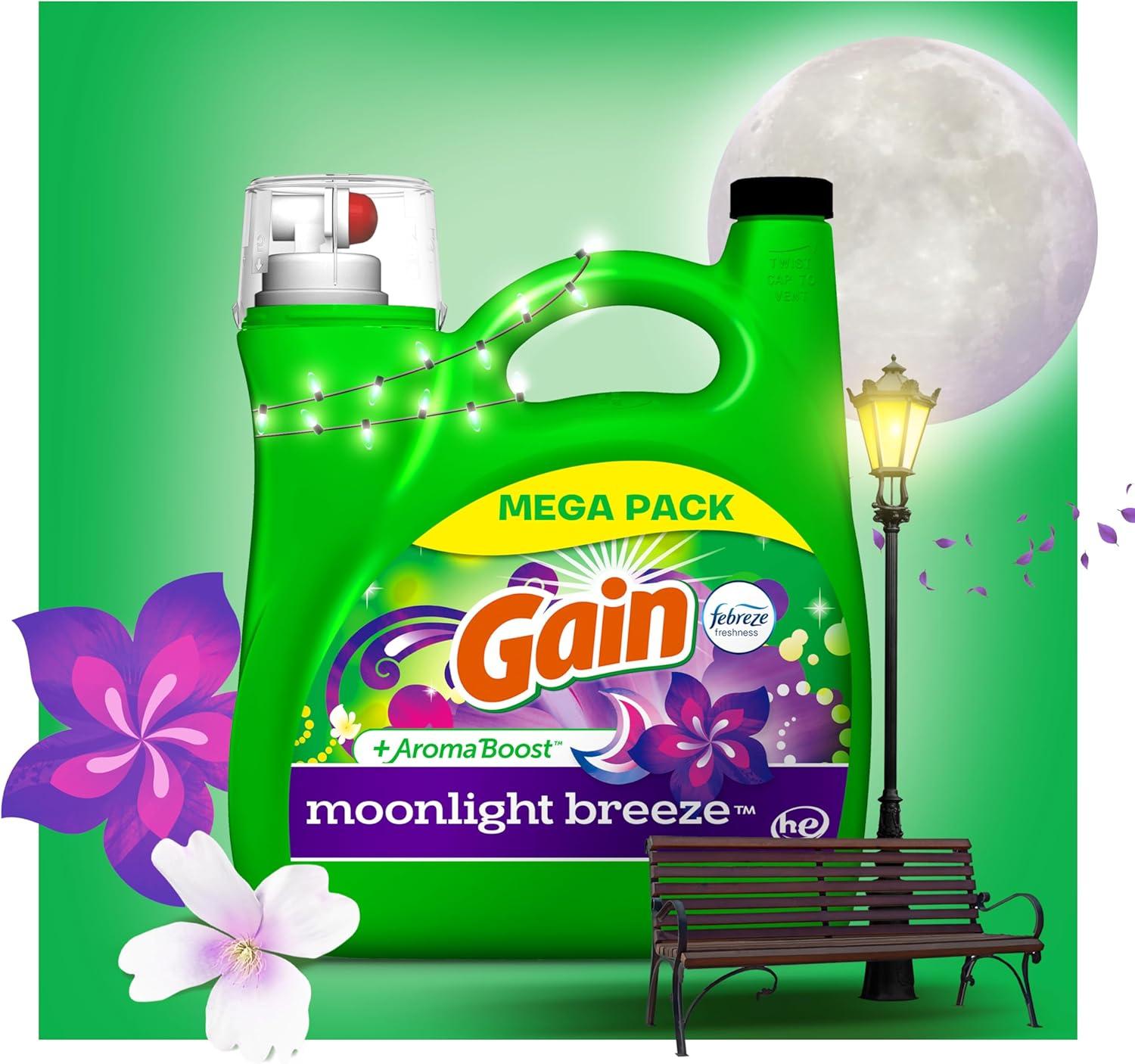 imageGain Liquid Laundry Detergent Now with Odor Defense Moonlight Breeze Scent 132 fl oz 100 Loads Packaging May VaryMoonlight Breeze