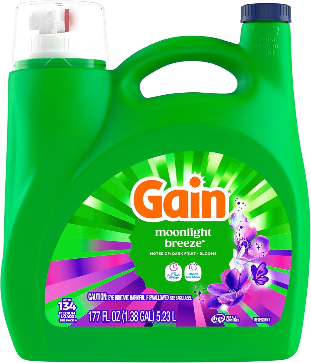 imageGain Liquid Laundry Detergent Now with Odor Defense Moonlight Breeze Scent 132 fl oz 100 Loads Packaging May VaryMoonlight Breeze
