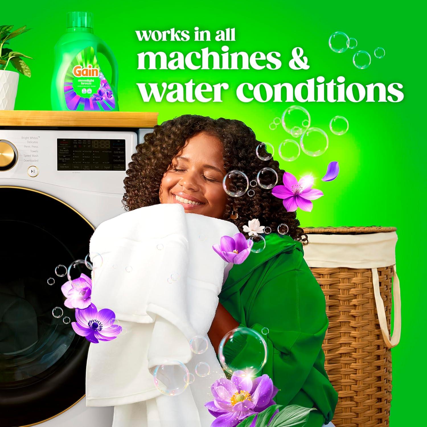 imageGain Liquid Laundry Detergent Now with Odor Defense Moonlight Breeze Scent 132 fl oz 100 Loads Packaging May VaryMoonlight Breeze