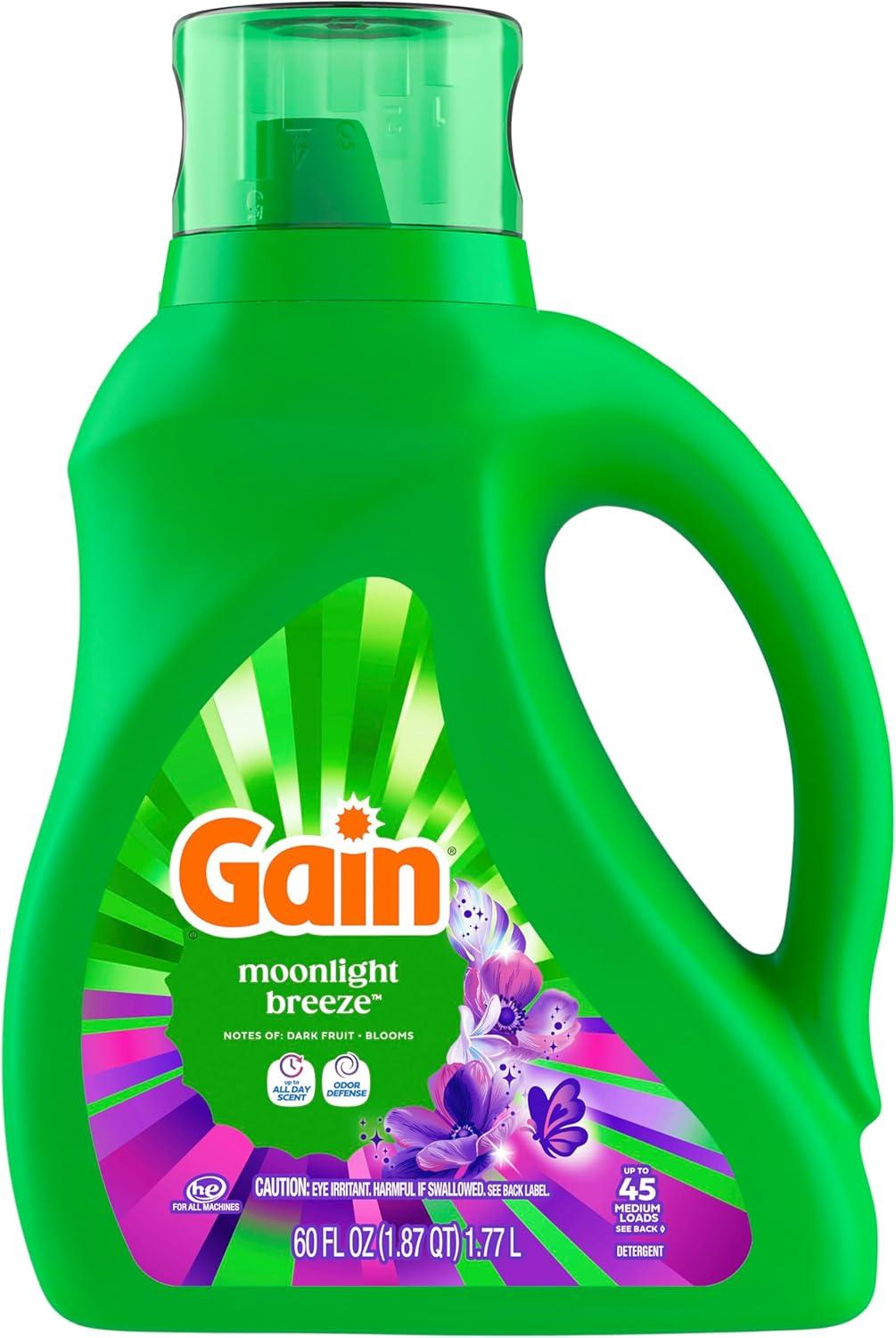 imageGain Liquid Laundry Detergent Now with Odor Defense Moonlight Breeze Scent 132 fl oz 100 Loads Packaging May VaryMoonlight Breeze