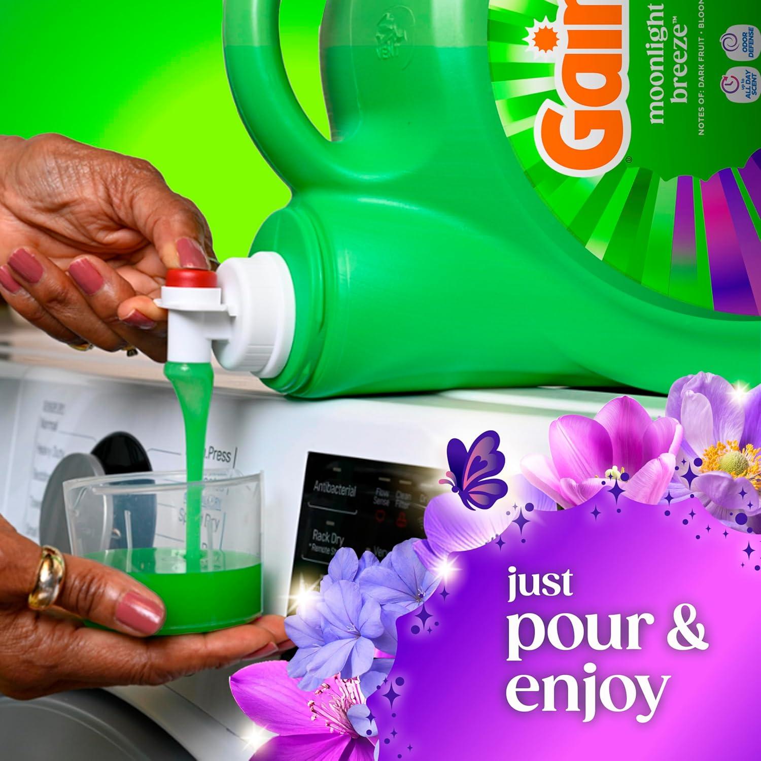 imageGain Liquid Laundry Detergent Now with Odor Defense Moonlight Breeze Scent 132 fl oz 100 Loads Packaging May VaryMoonlight Breeze