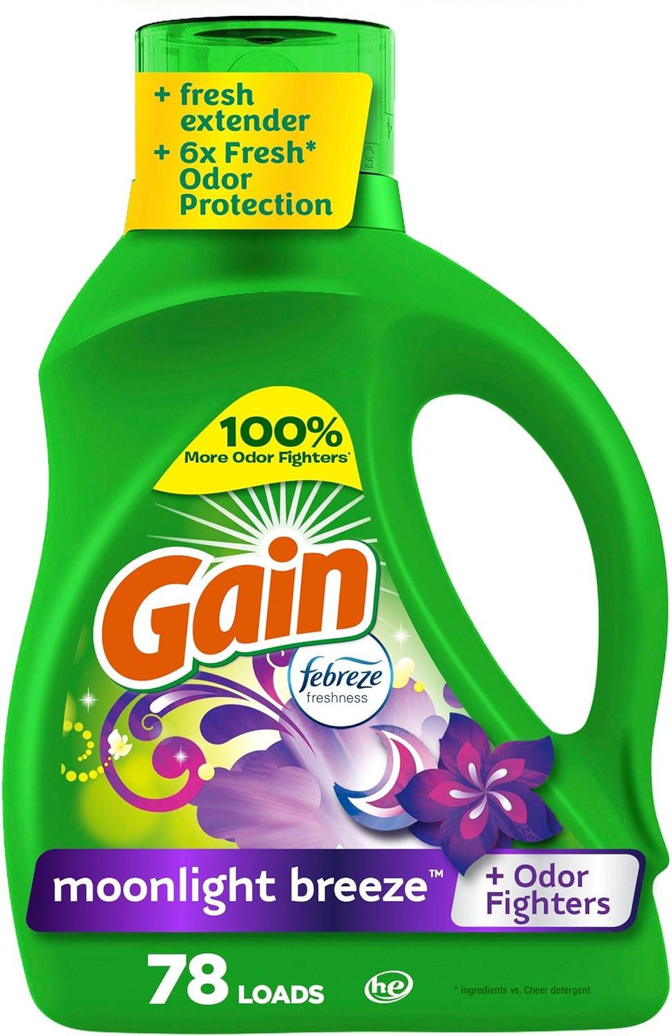 imageGain Liquid Laundry Detergent Now with Odor Defense Moonlight Breeze Scent 132 fl oz 100 Loads Packaging May VaryMoonlight Breeze