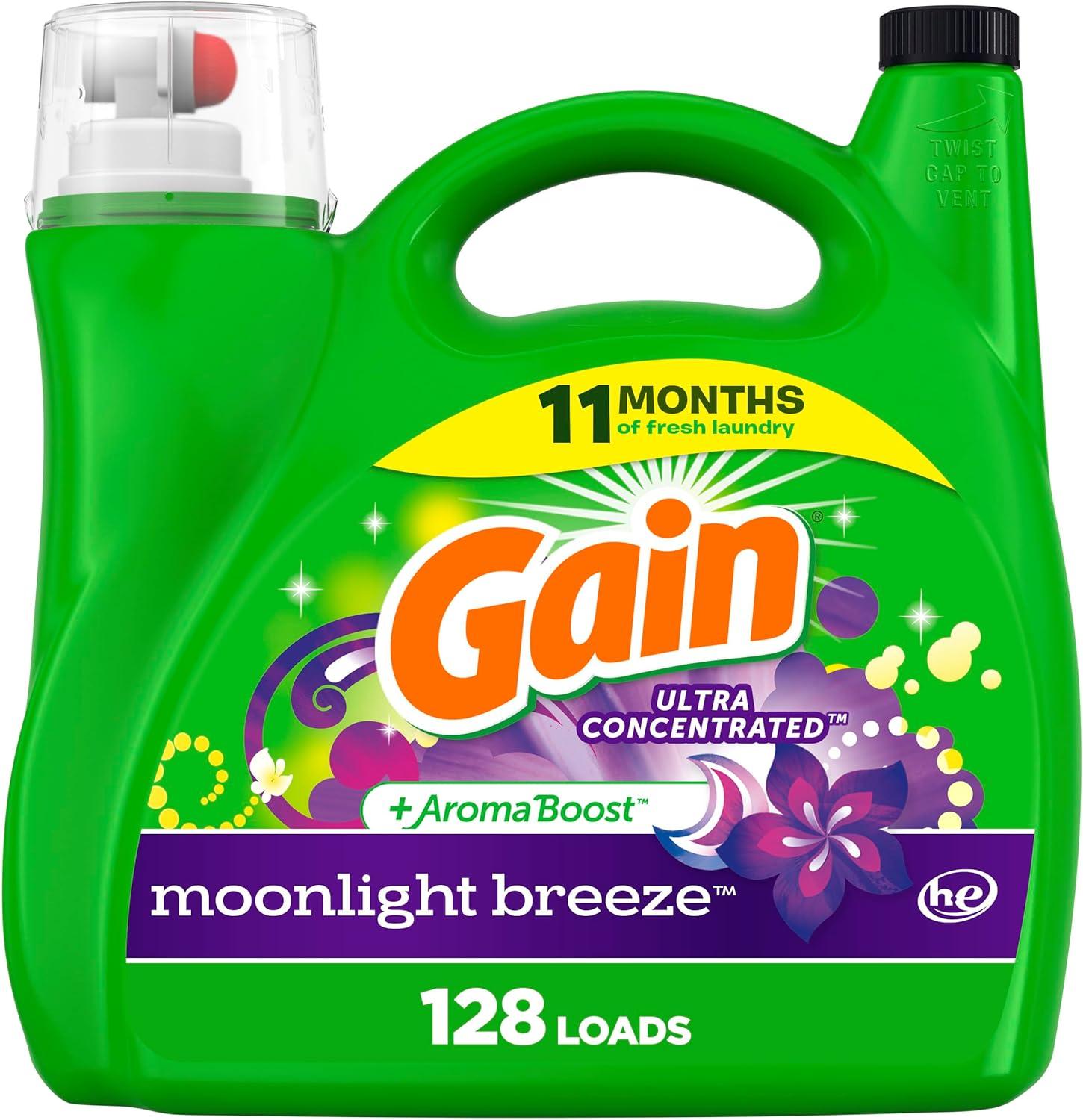 imageGain Liquid Laundry Detergent Now with Odor Defense Moonlight Breeze Scent 132 fl oz 100 Loads Packaging May VaryMoonlight Breeze