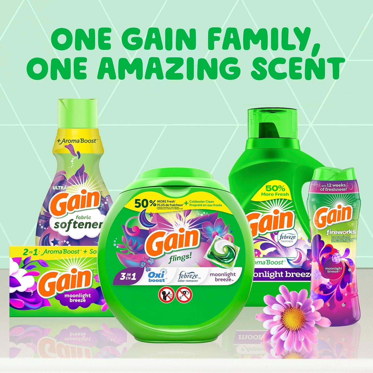 imageGain Liquid Laundry Detergent Now with Odor Defense Moonlight Breeze Scent 132 fl oz 100 Loads Packaging May VaryMoonlight Breeze