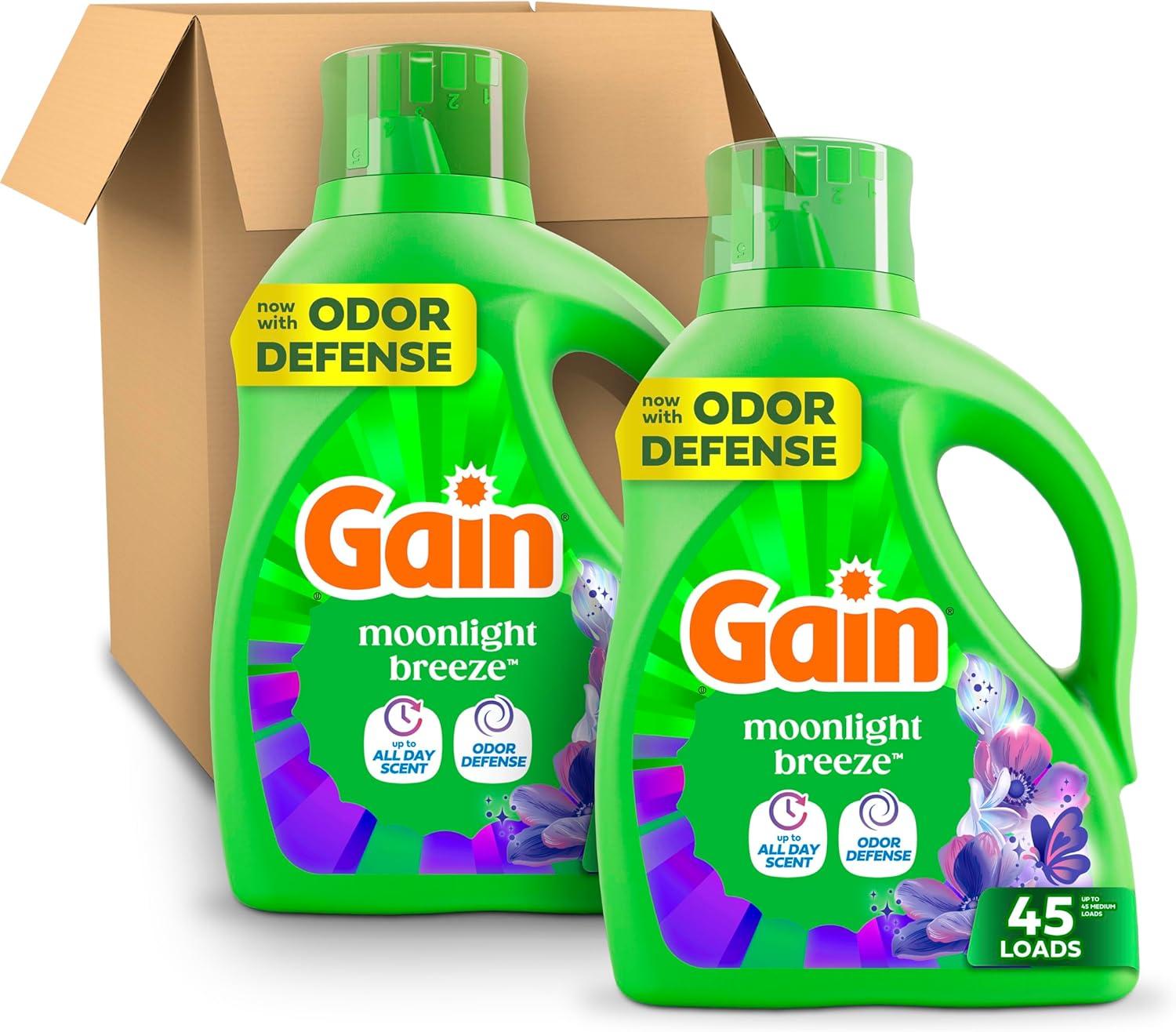 imageGain Liquid Laundry Detergent Now with Odor Defense Moonlight Breeze Scent 132 fl oz 100 Loads Packaging May VaryMoonlight Breeze