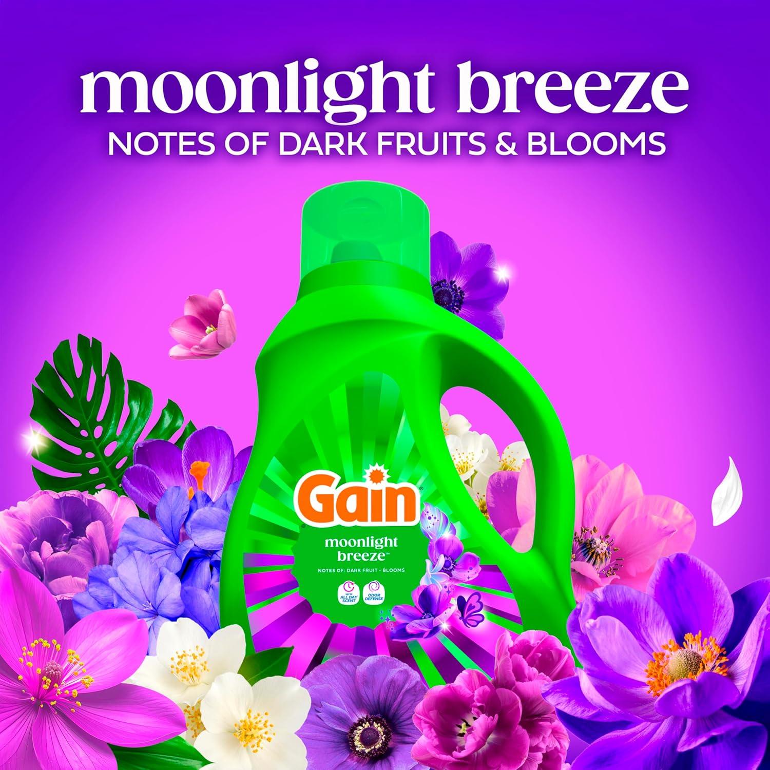 imageGain Liquid Laundry Detergent Now with Odor Defense Moonlight Breeze Scent 132 fl oz 100 Loads Packaging May VaryMoonlight Breeze