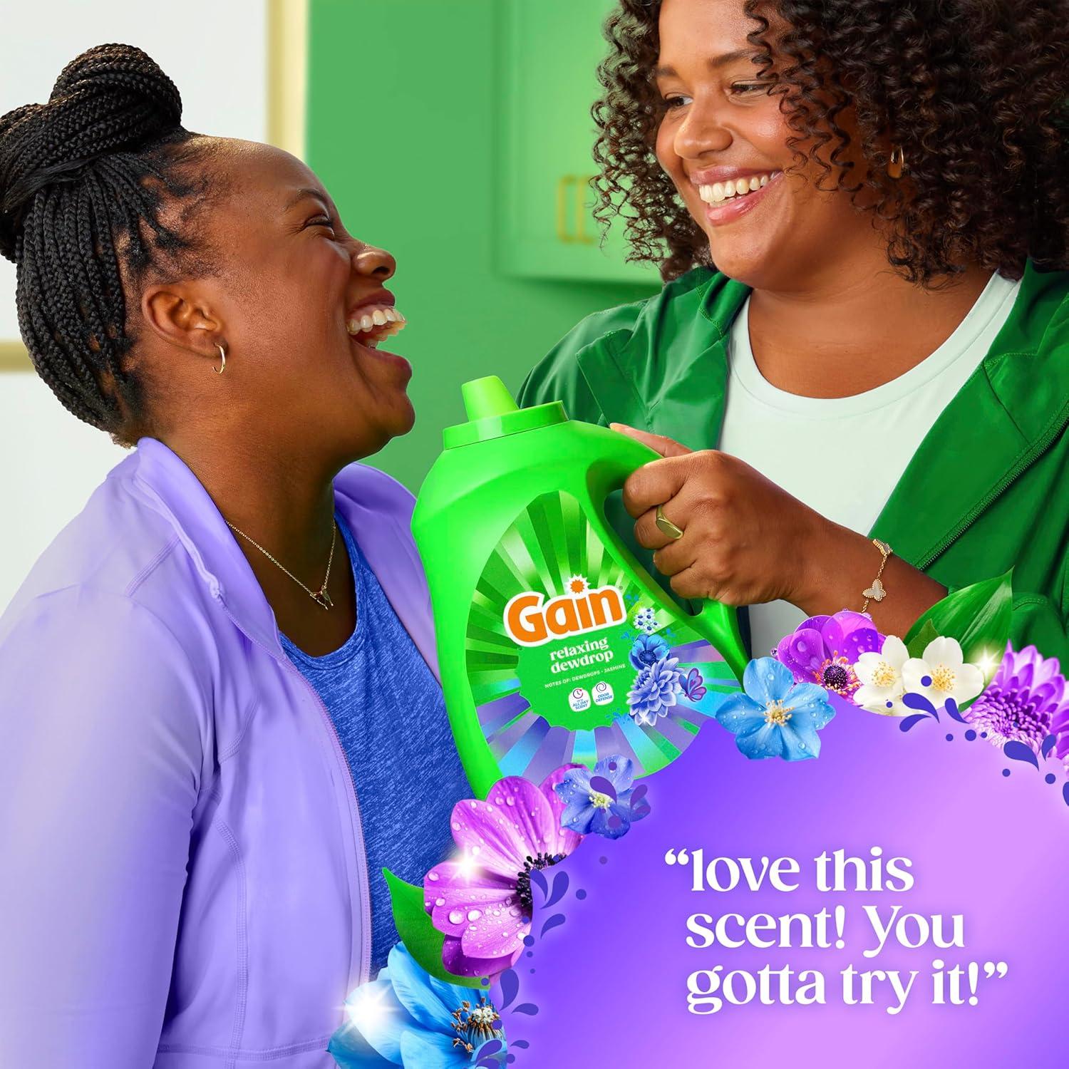 imageGain Liquid Laundry Detergent Now with Odor Defense Relaxing Dewdrop Scent 132 fl oz 100 Loads Packaging May Vary