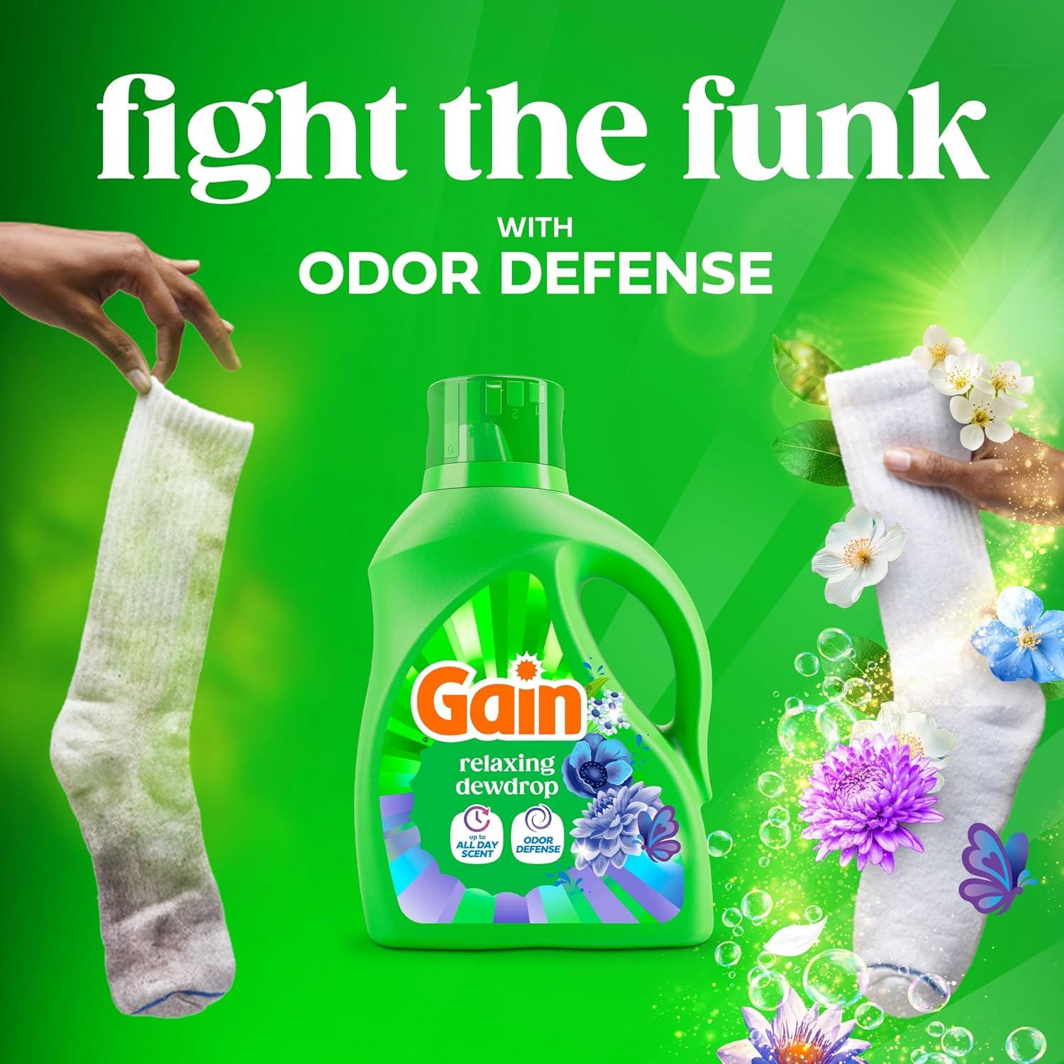 imageGain Liquid Laundry Detergent Now with Odor Defense Relaxing Dewdrop Scent 132 fl oz 100 Loads Packaging May Vary