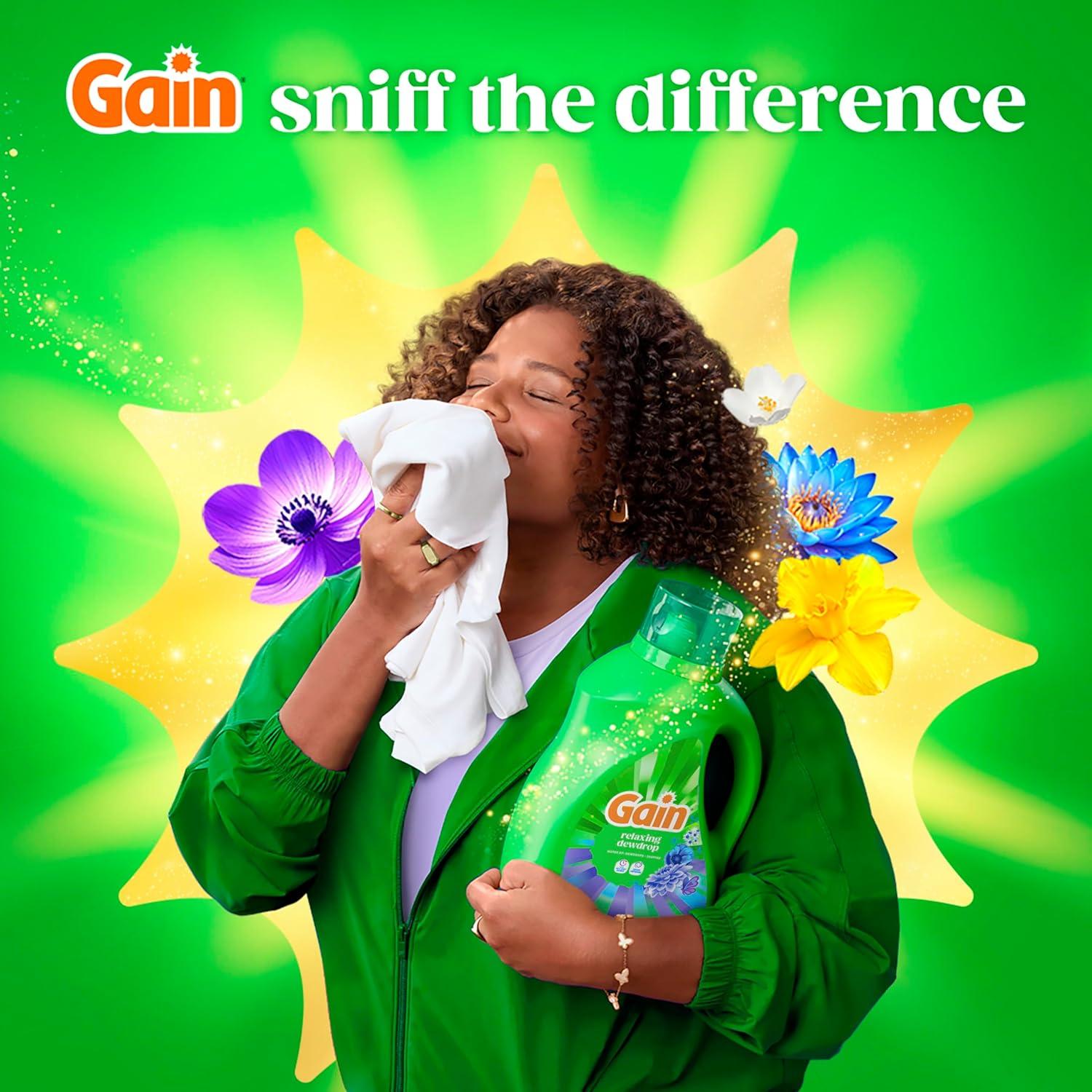 imageGain Liquid Laundry Detergent Now with Odor Defense Relaxing Dewdrop Scent 132 fl oz 100 Loads Packaging May Vary