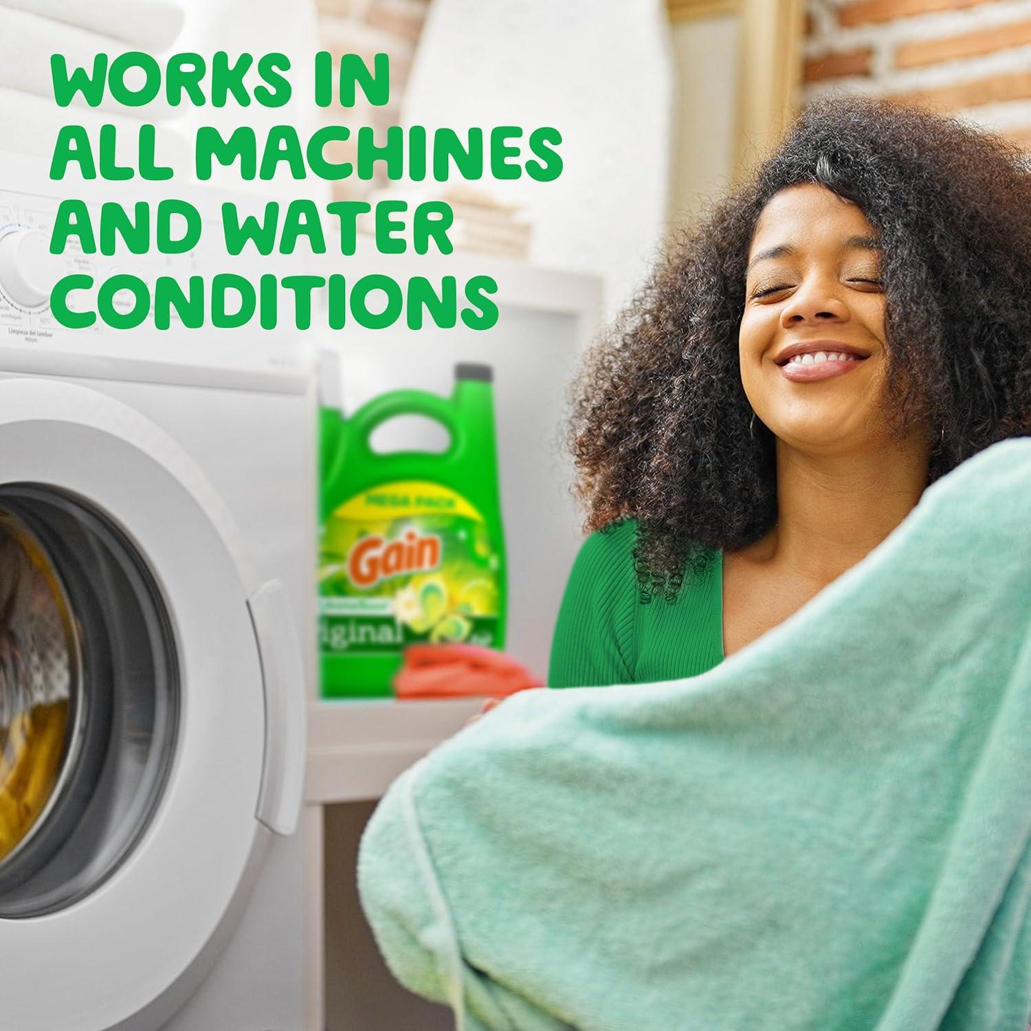 imageGain Liquid Laundry Detergent Original Scent Freshness Odor Fighting High Efficiency Washing Machine Liquid Cleaning Soap 60 fl oz Pack of 2 Packaging May VaryOriginal
