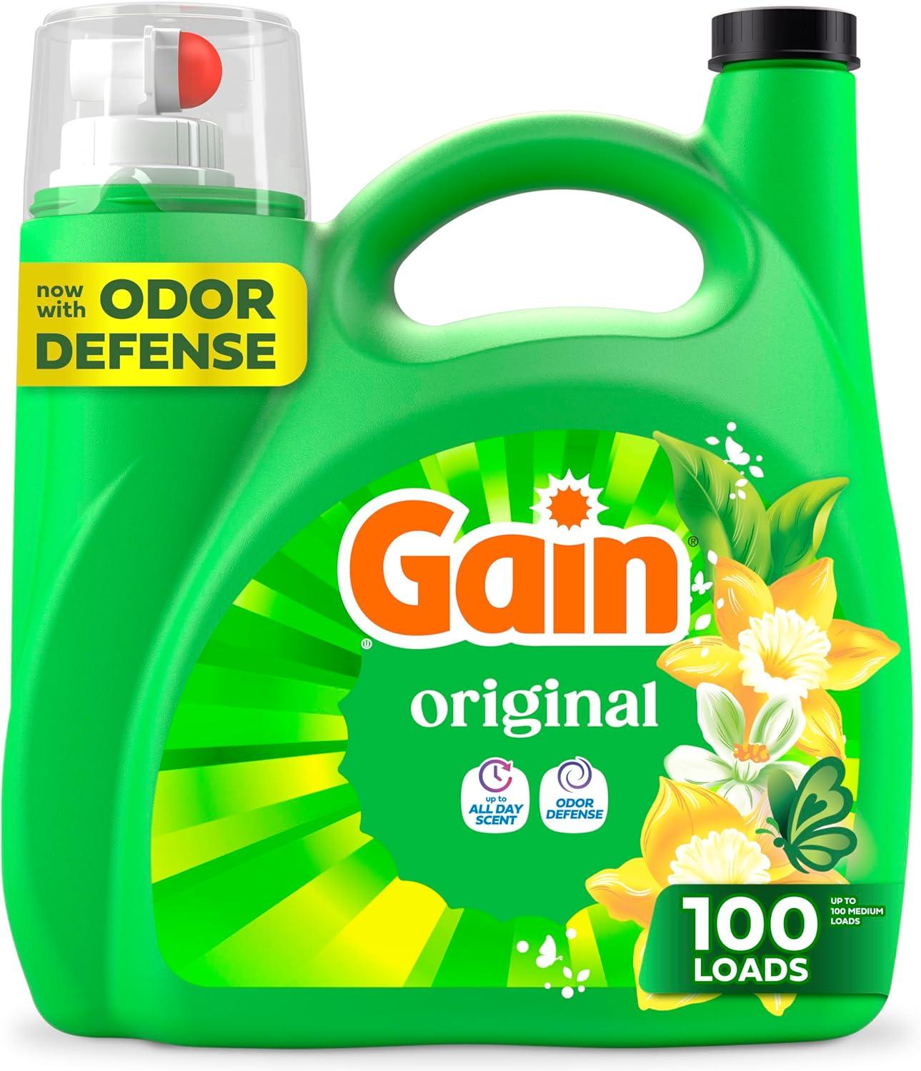 imageGain Liquid Laundry Detergent Original Scent Freshness Odor Fighting High Efficiency Washing Machine Liquid Cleaning Soap 60 fl oz Pack of 2 Packaging May VaryOriginal