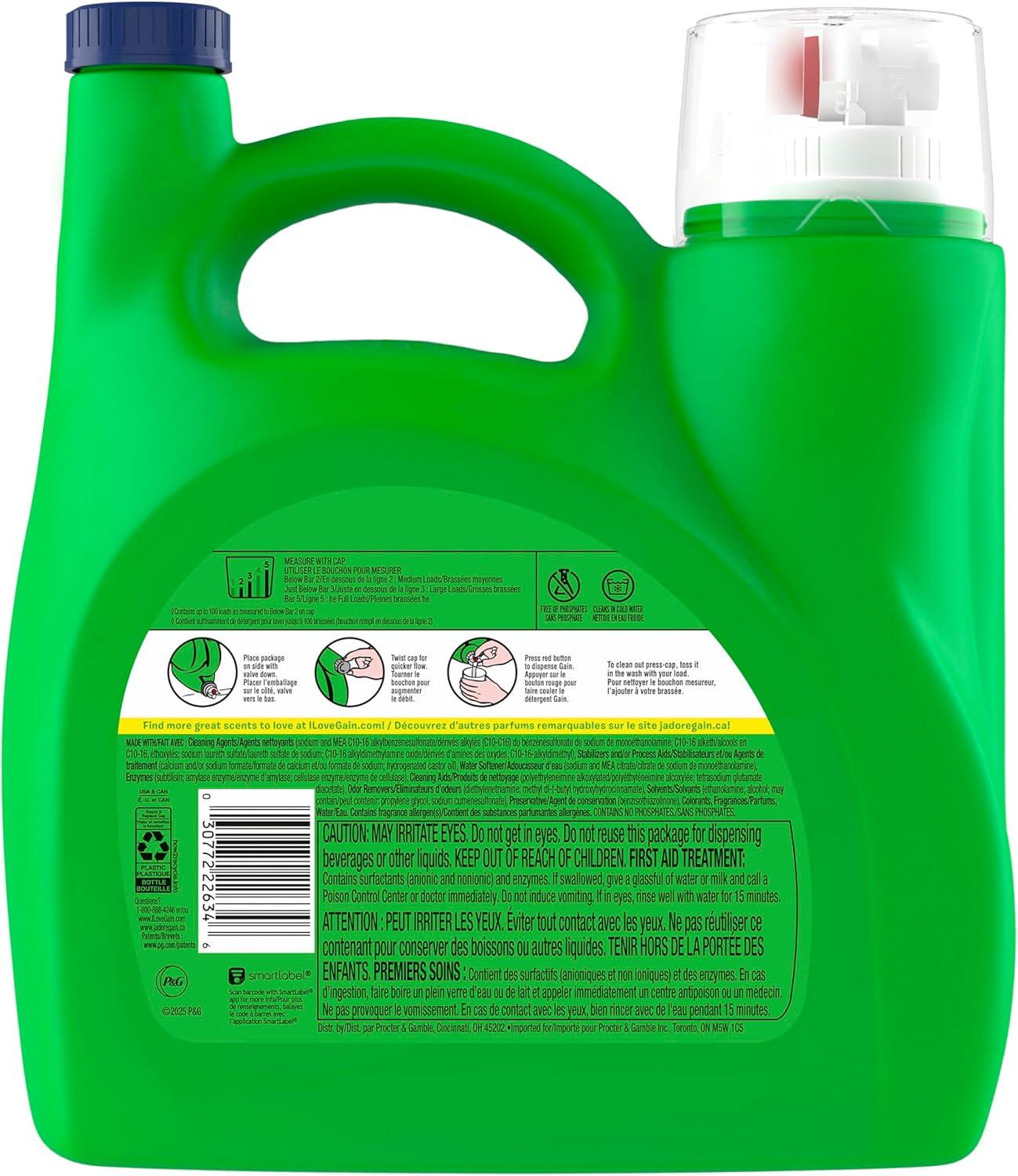 imageGain Liquid Laundry Detergent Original Scent Freshness Odor Fighting High Efficiency Washing Machine Liquid Cleaning Soap 60 fl oz Pack of 2 Packaging May VaryOriginal