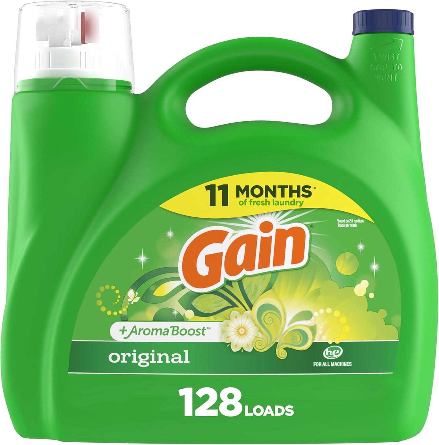 imageGain Liquid Laundry Detergent Original Scent Freshness Odor Fighting High Efficiency Washing Machine Liquid Cleaning Soap 60 fl oz Pack of 2 Packaging May VaryOriginal