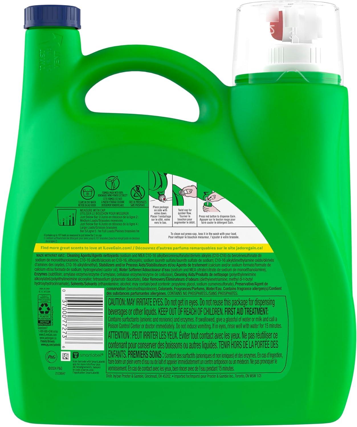 imageGain Liquid Laundry Detergent Original Scent Freshness Odor Fighting High Efficiency Washing Machine Liquid Cleaning Soap 60 fl oz Pack of 2 Packaging May VaryOriginal