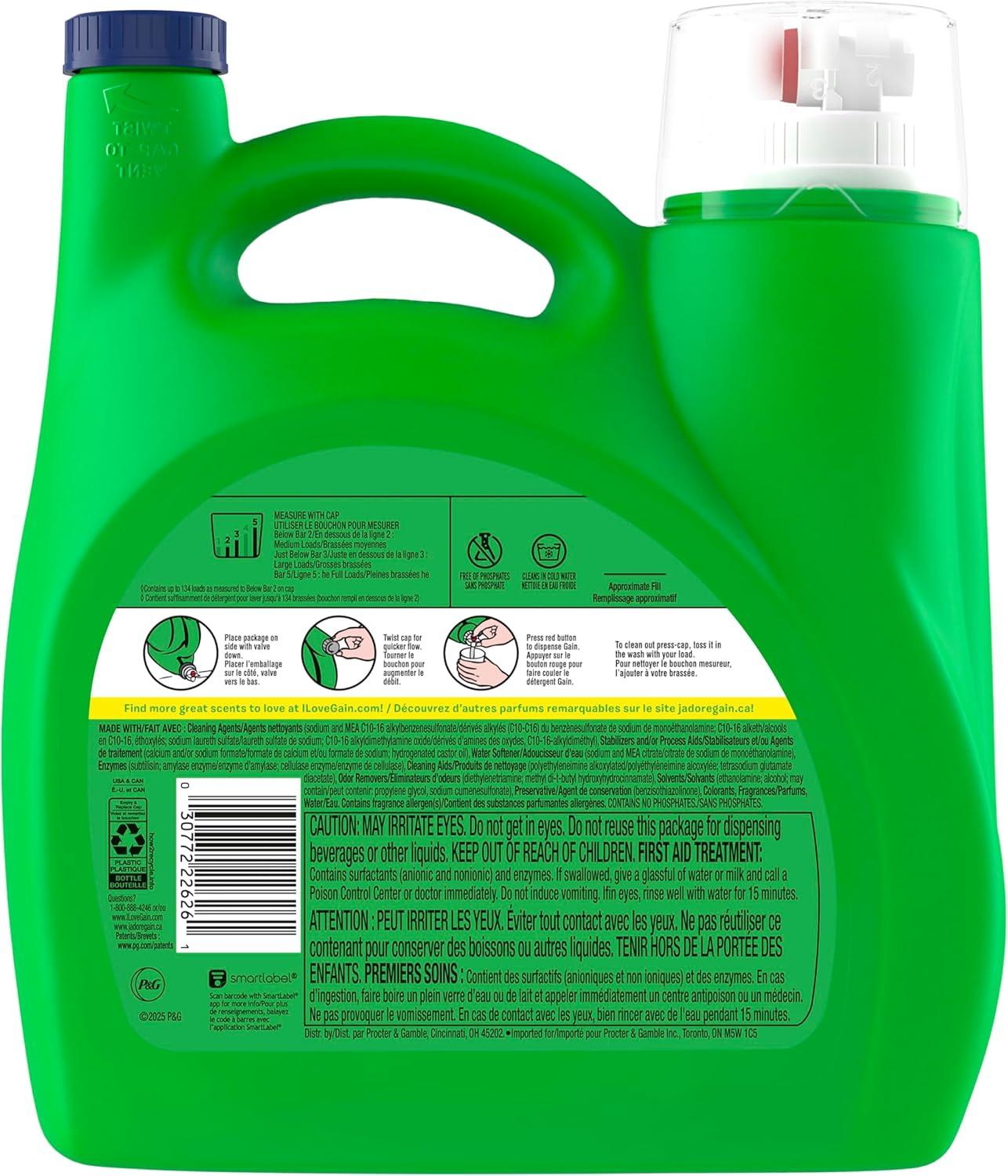 imageGain Liquid Laundry Detergent Original Scent Freshness Odor Fighting High Efficiency Washing Machine Liquid Cleaning Soap 60 fl oz Pack of 2 Packaging May VaryOriginal