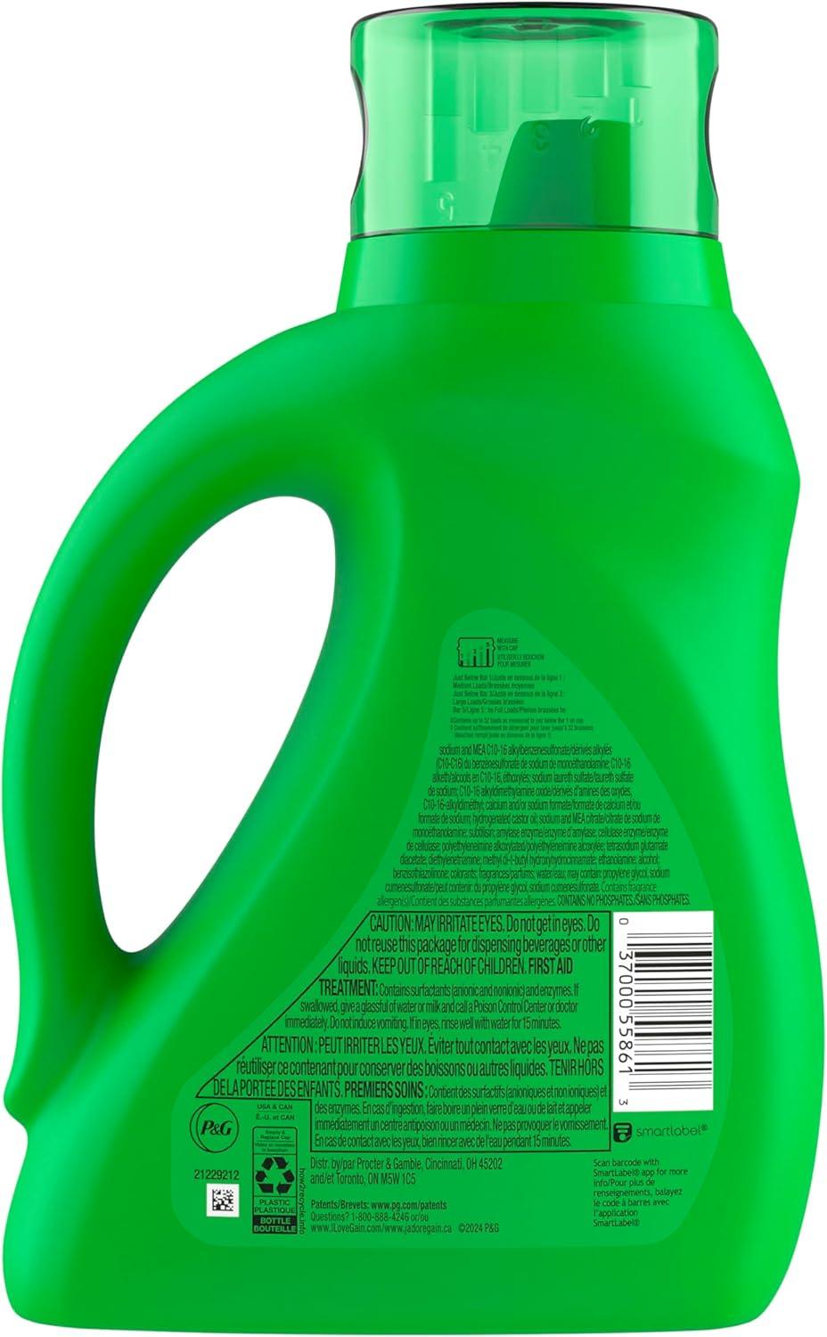 imageGain Liquid Laundry Detergent Original Scent Freshness Odor Fighting High Efficiency Washing Machine Liquid Cleaning Soap 60 fl oz Pack of 2 Packaging May VaryOriginal