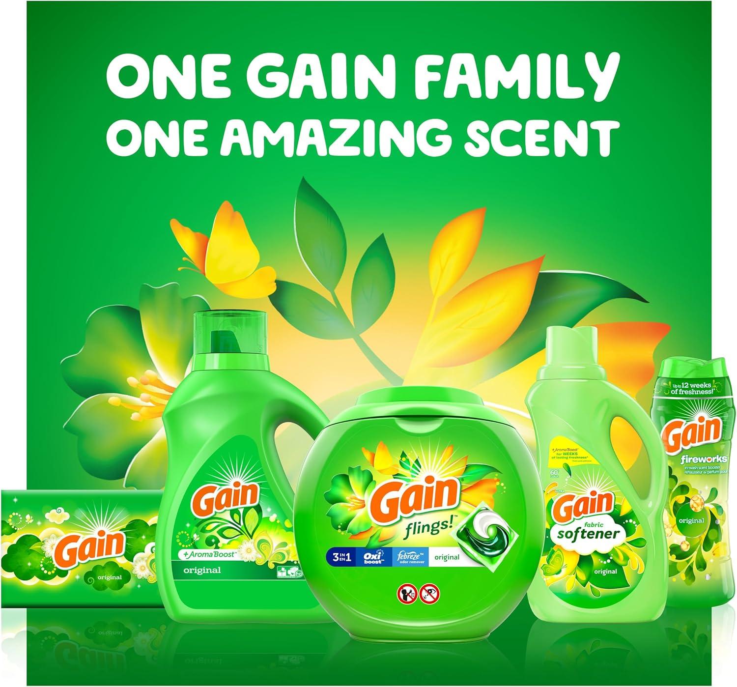 imageGain Liquid Laundry Detergent Original Scent Freshness Odor Fighting High Efficiency Washing Machine Liquid Cleaning Soap 60 fl oz Pack of 2 Packaging May VaryOriginal