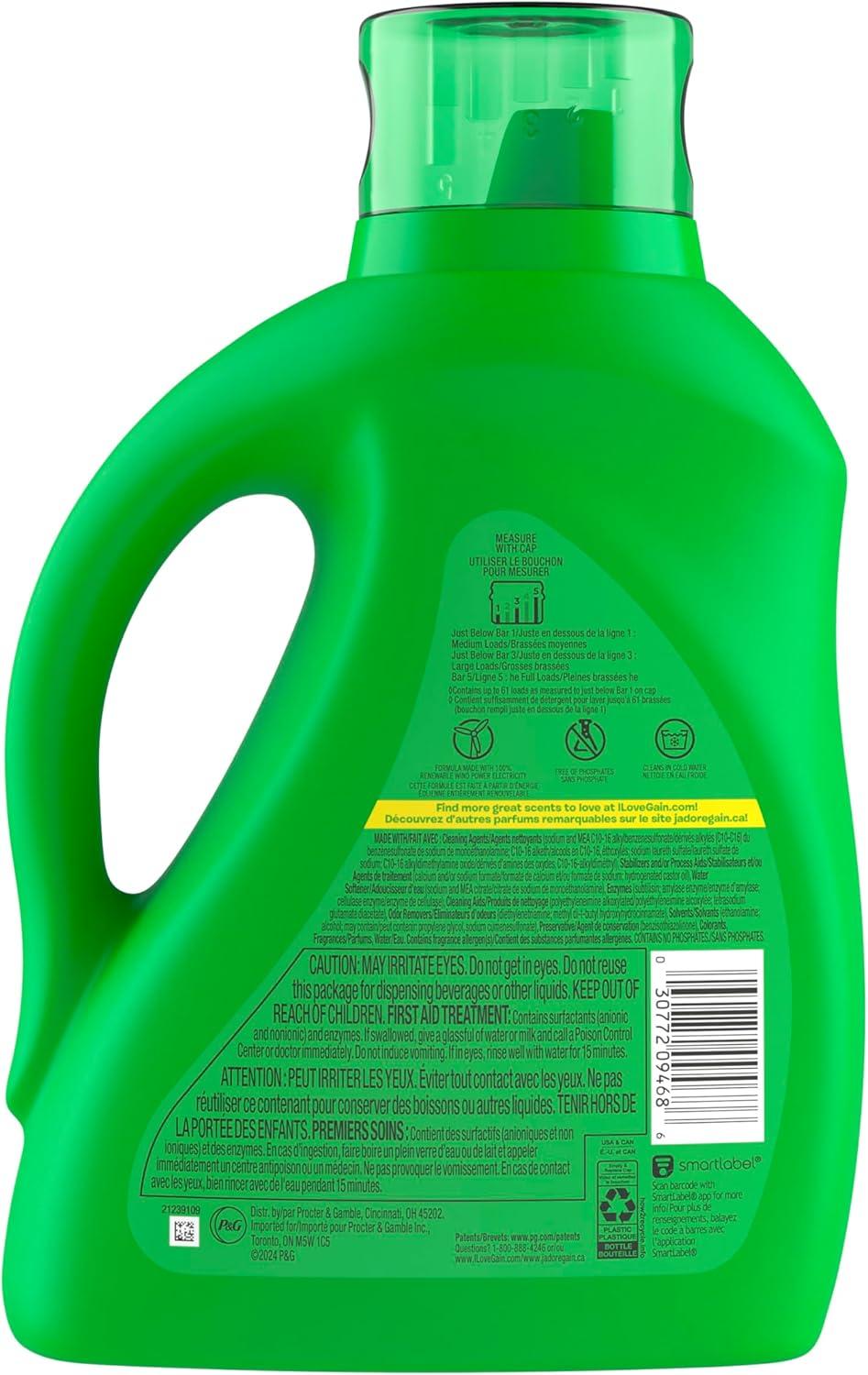 imageGain Liquid Laundry Detergent Spring Daydream Scent 154 fl oz 107 loads Freshness Odor Fighting Laundry Detergent Liquid Soap HE compatibleSpring Daydream